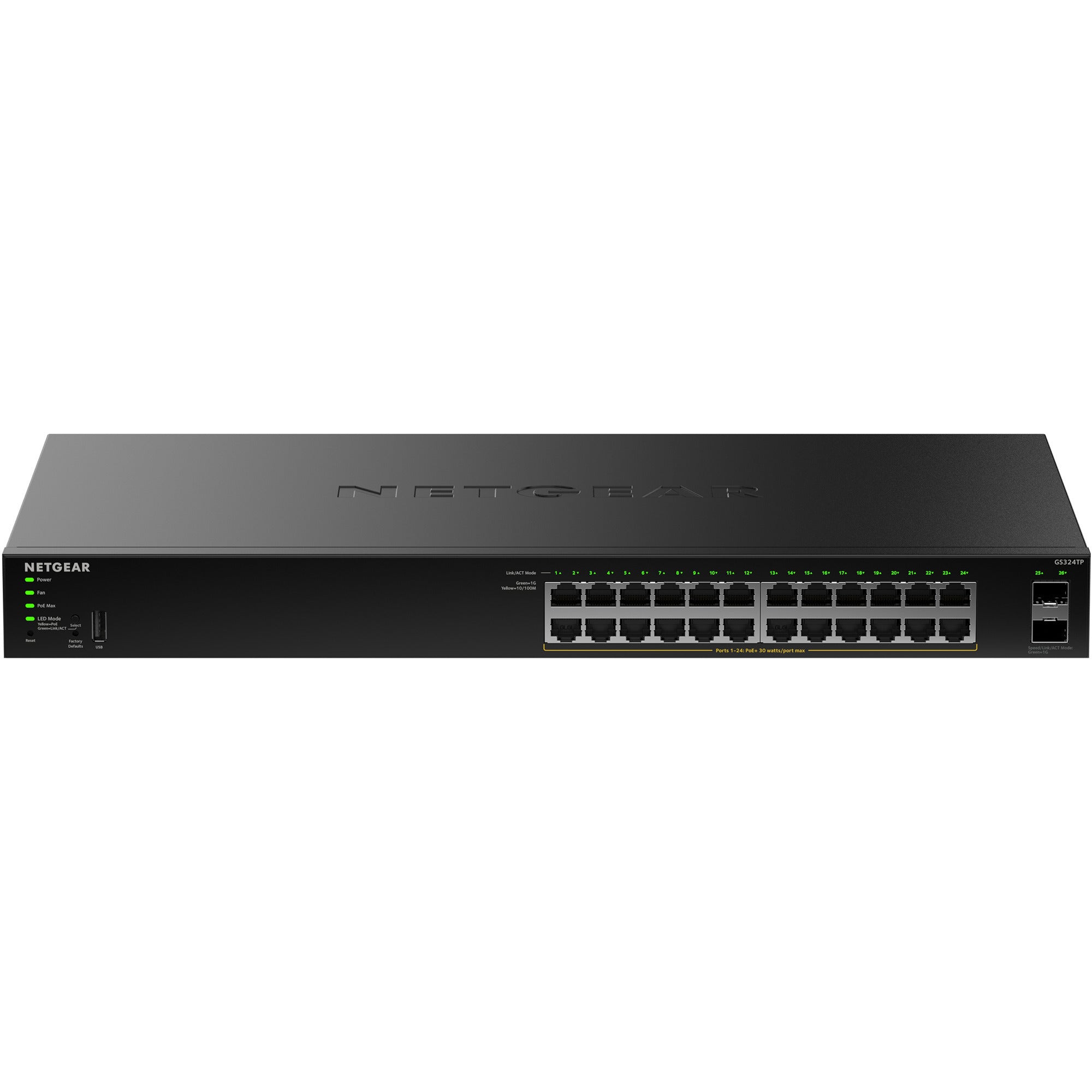 Netgear gs324tpv2 switch (zwart, 190w poe budget)