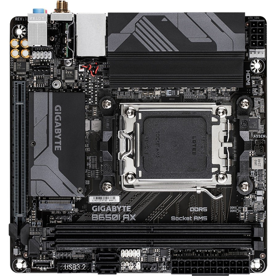 Gigabyte b650i ax socket am5 moederbord (zwart grijs, raid, 2.5 gb-lan, wlan, bt, sound, mini-itx)