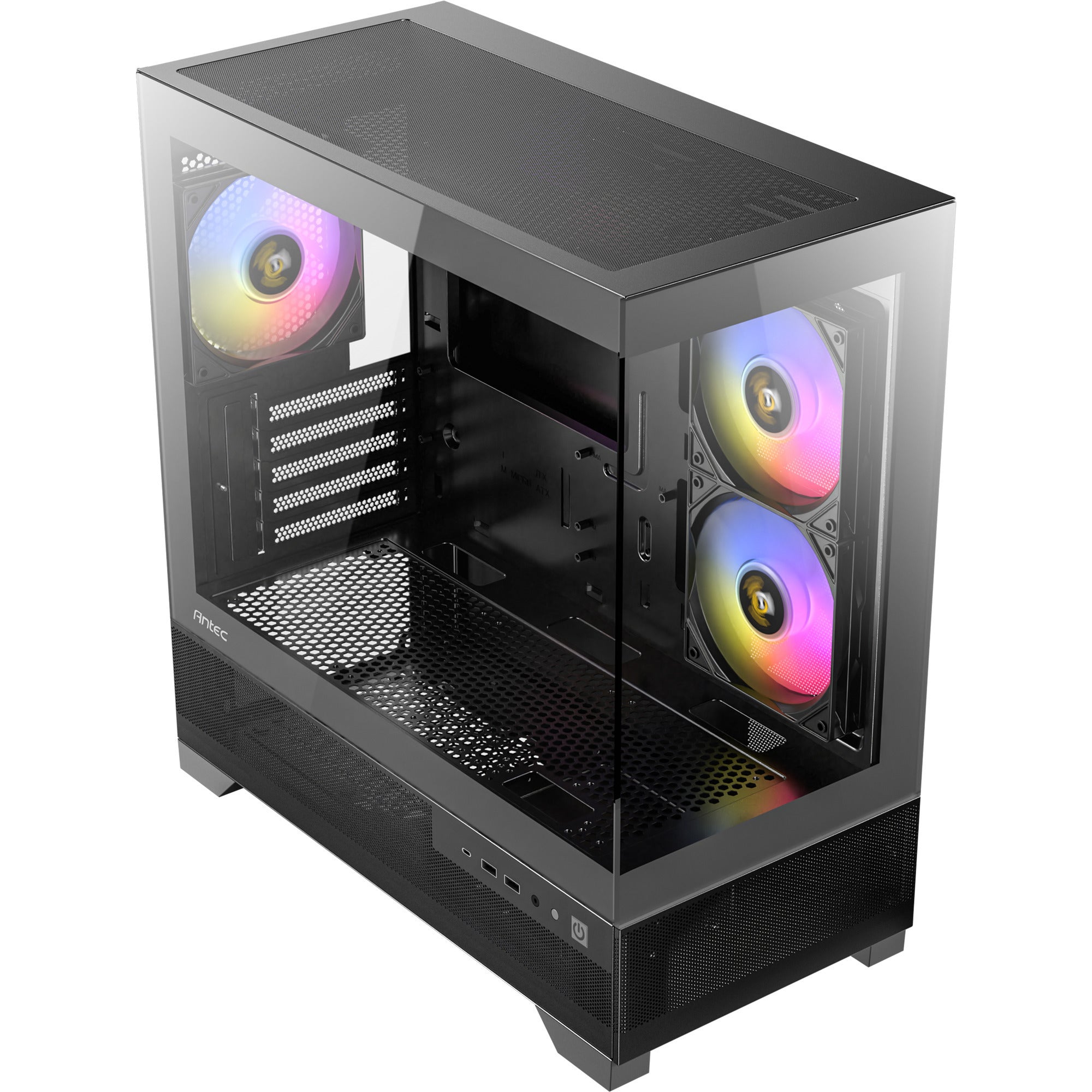 Antec cx500m argb mini tower behuizing (zwart | 2x usb-a | 1x usb-c | tempered glass)