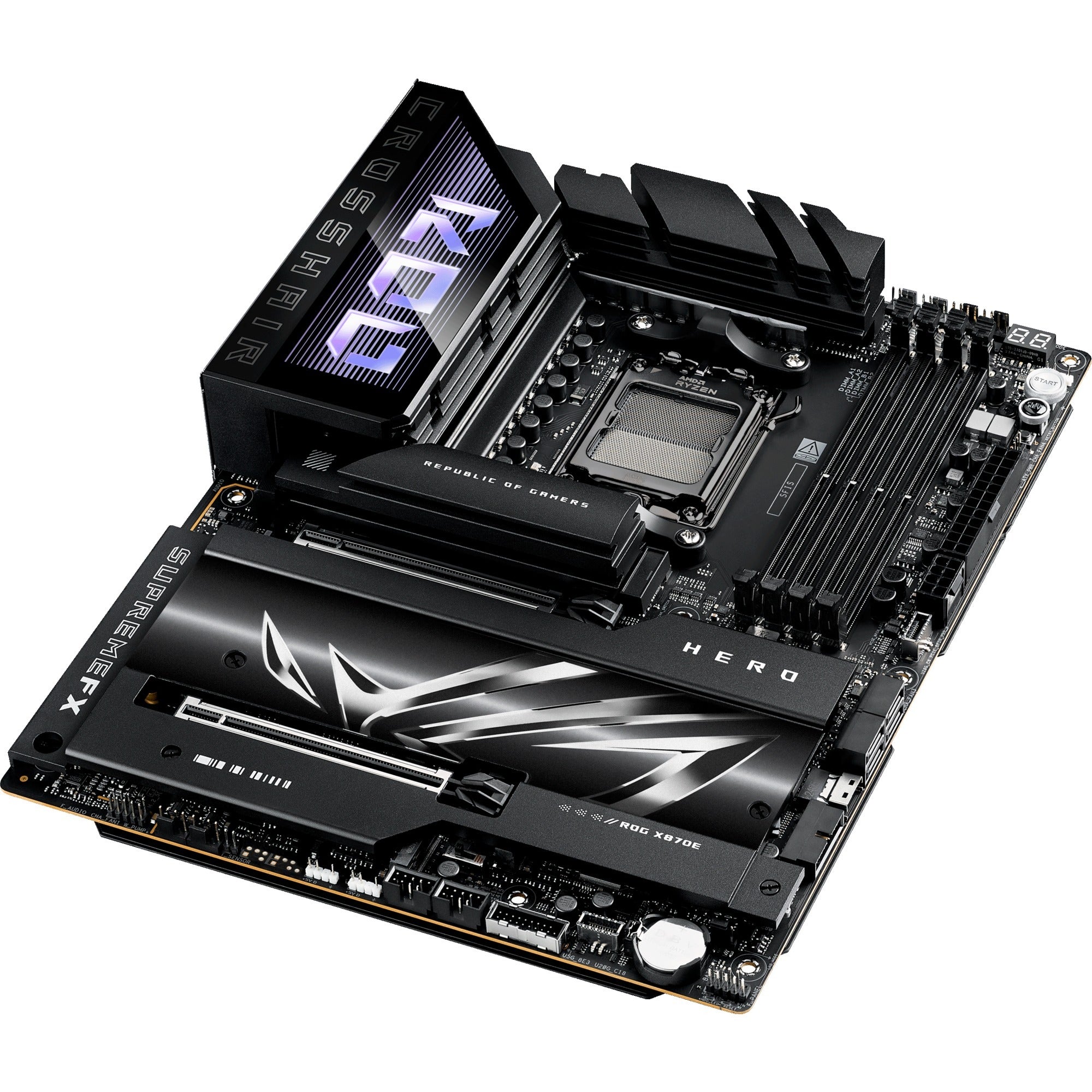 Asus rog crosshair x870e hero socket am5 moederbord (raid, 5gb-lan, 2,5gb-lan, wi-fi 7, bt, sound, atx)
