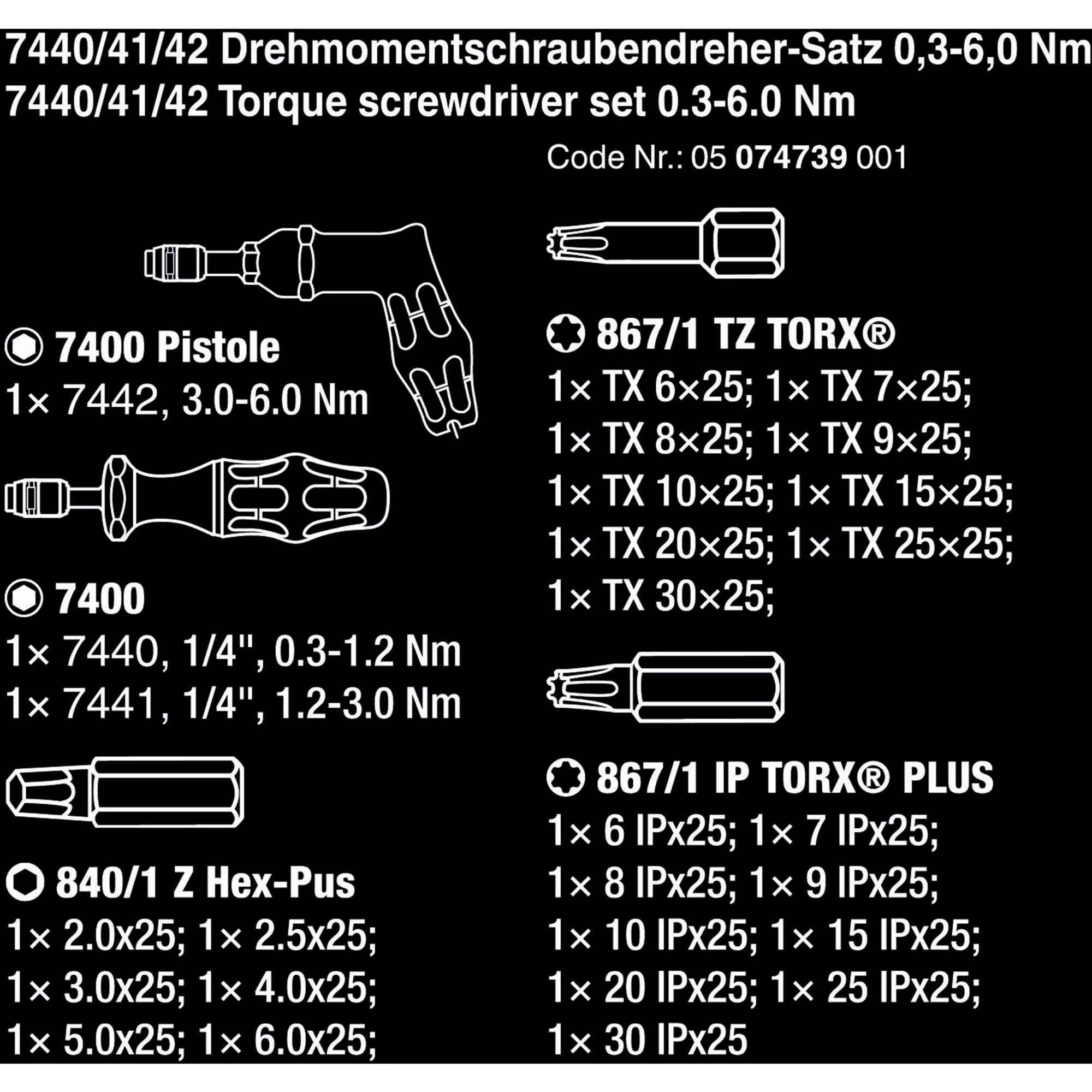 Wera 7440 41 42 kraftform momentschroevendraaierset 0,3-6,0nm (zwart groen, 27-delig, met rapidaptor snelspanboorhouder)
