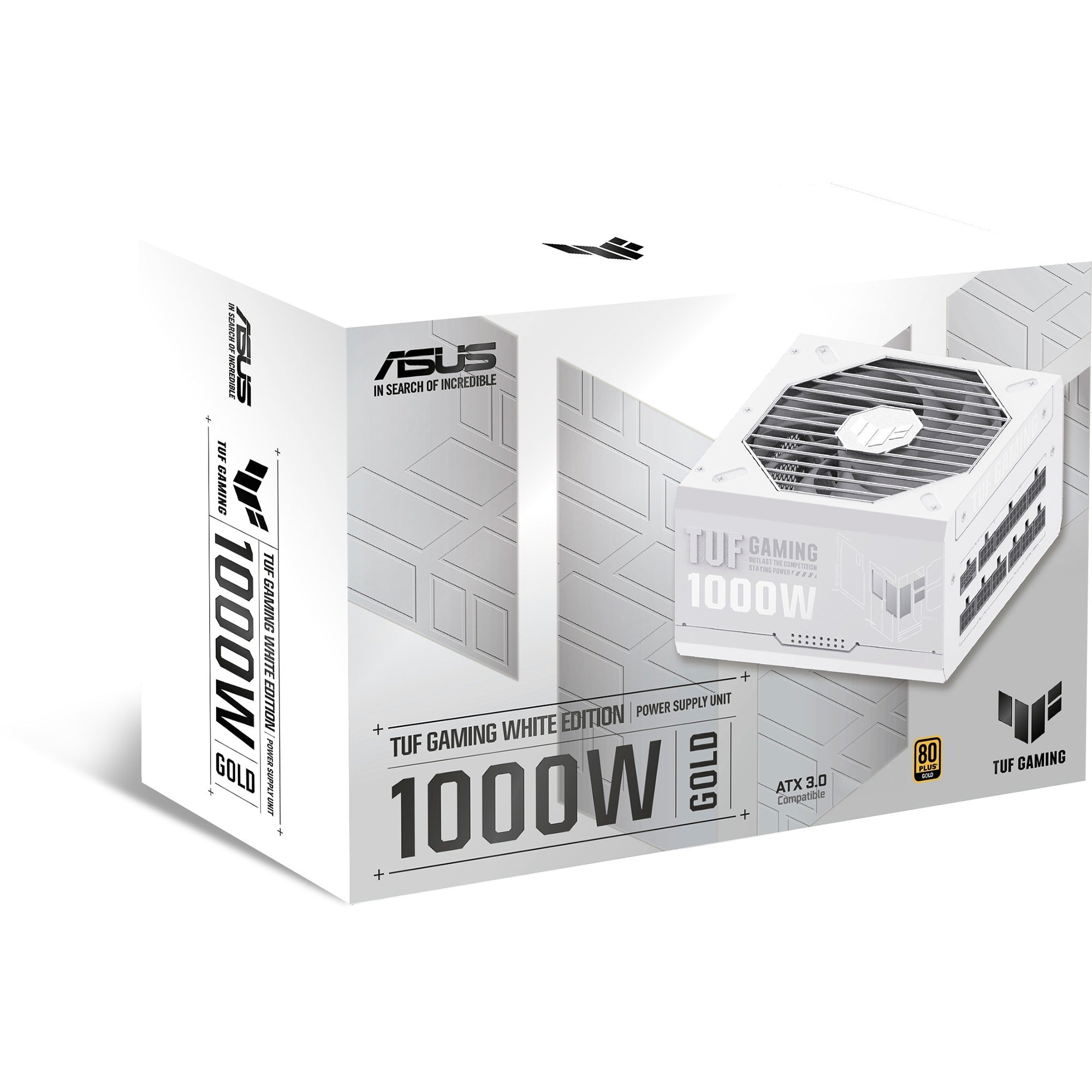 Asus tuf gaming gold white edition modulaire 1000 watt voeding (wit, 1x 12v-2x6, 4x pcie)