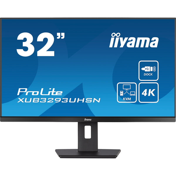 Iiyama prolite xub3293uhsn-b5 31.5 4k ultra hd monitor (zwart, 1x displayport, 1x hdmi, 1x usb-c, 2x usb-a, 1x rj-45)