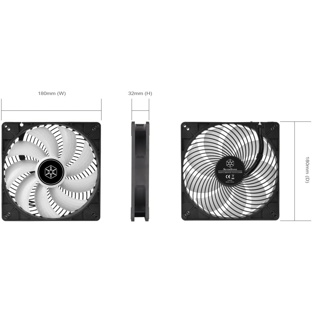 Silverstone air penetrator 184i argb case fan (zwart, 180 x 180 x 32 mm, pwm)