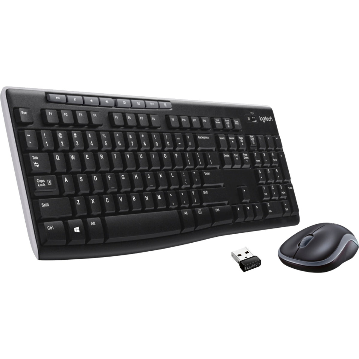 Logitech mk270 draadloze desktopset (zwart, eu lay-out (qwerty), rubberdome)