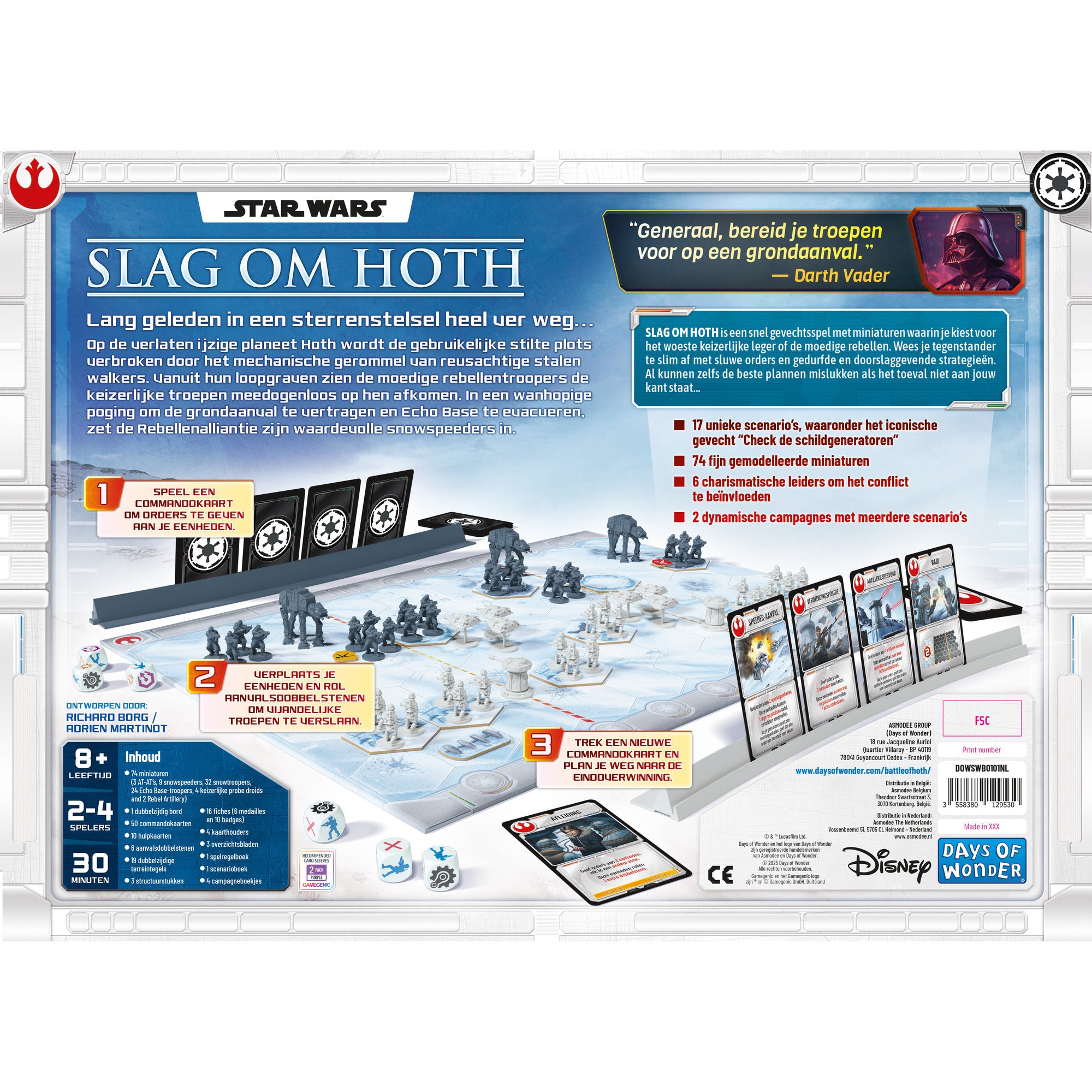 Asmodee star wars: slag om hoth bordspel (nederlands, 2 - 4 spelers, 30 minuten, vanaf 8 jaar)