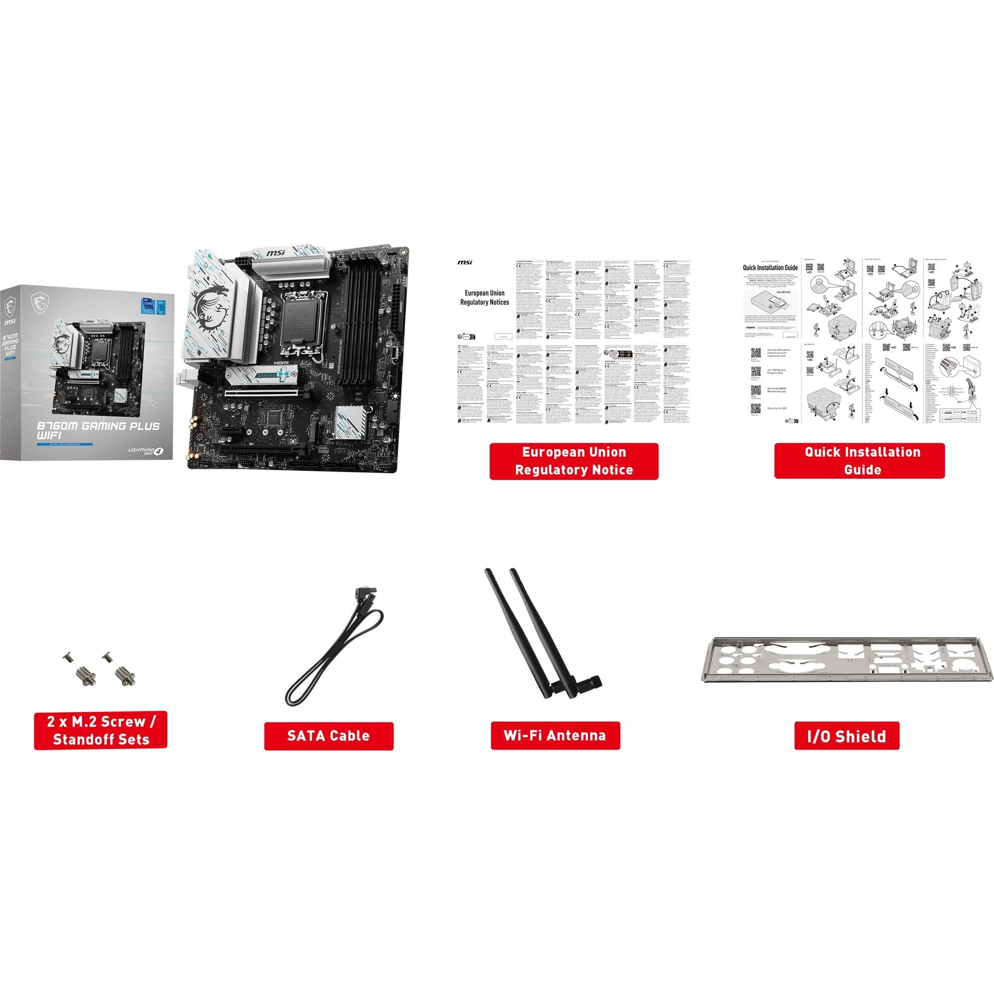 Msi b760m gaming plus wifi socket 1700 moederbord (zwart zilver, raid, 2.5 gb-lan, wi-fi 6e, bt, sound, µatx)