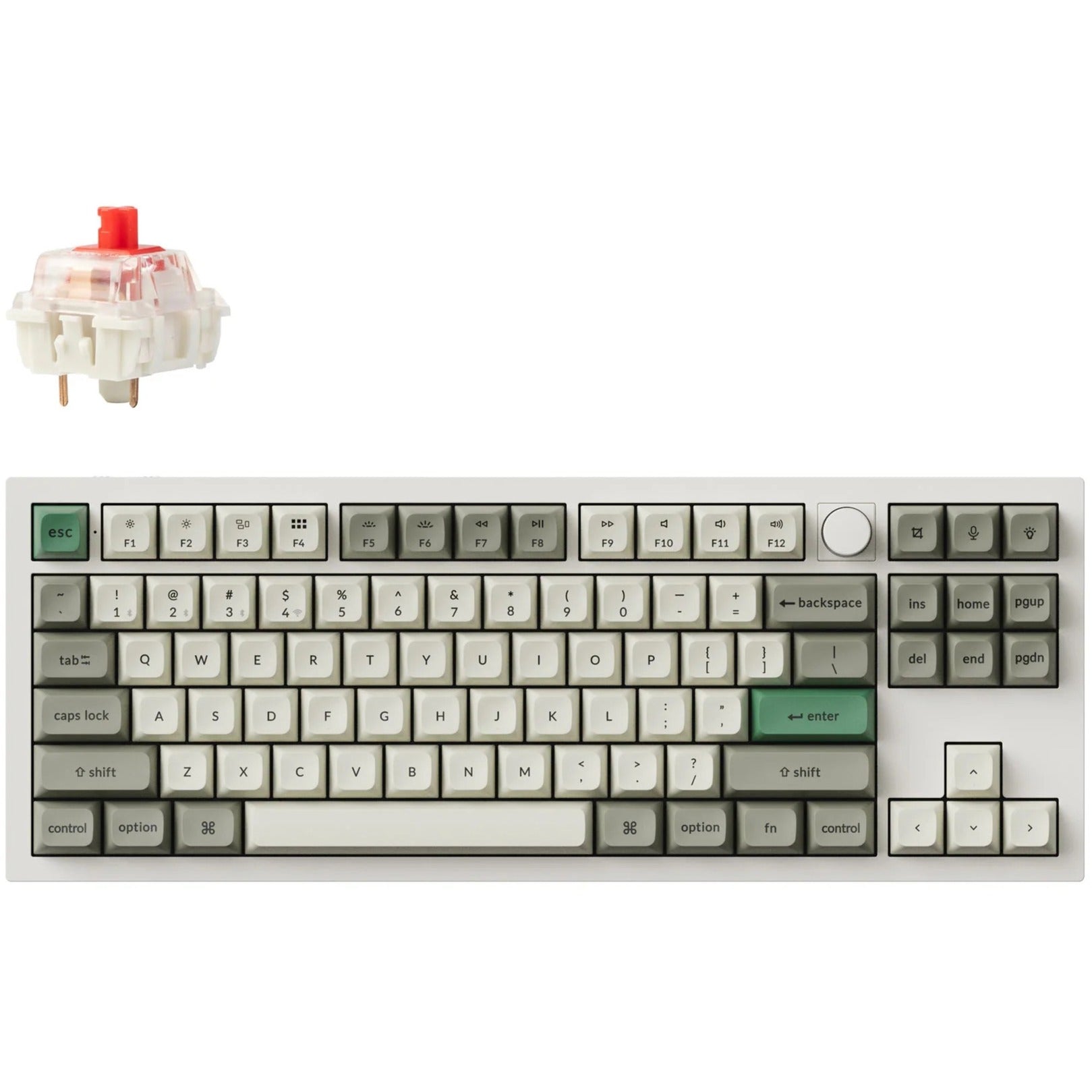 Keychron q3 max-p1 rgb mechanisch toetsenbord (wit, us lay-out (qwerty), gateron jupiter red, 80% (tkl) , rgb leds, ksa double-shot pbt, hot swap, knob, 2.4ghz | bluetooth 5.1 | usb-c)