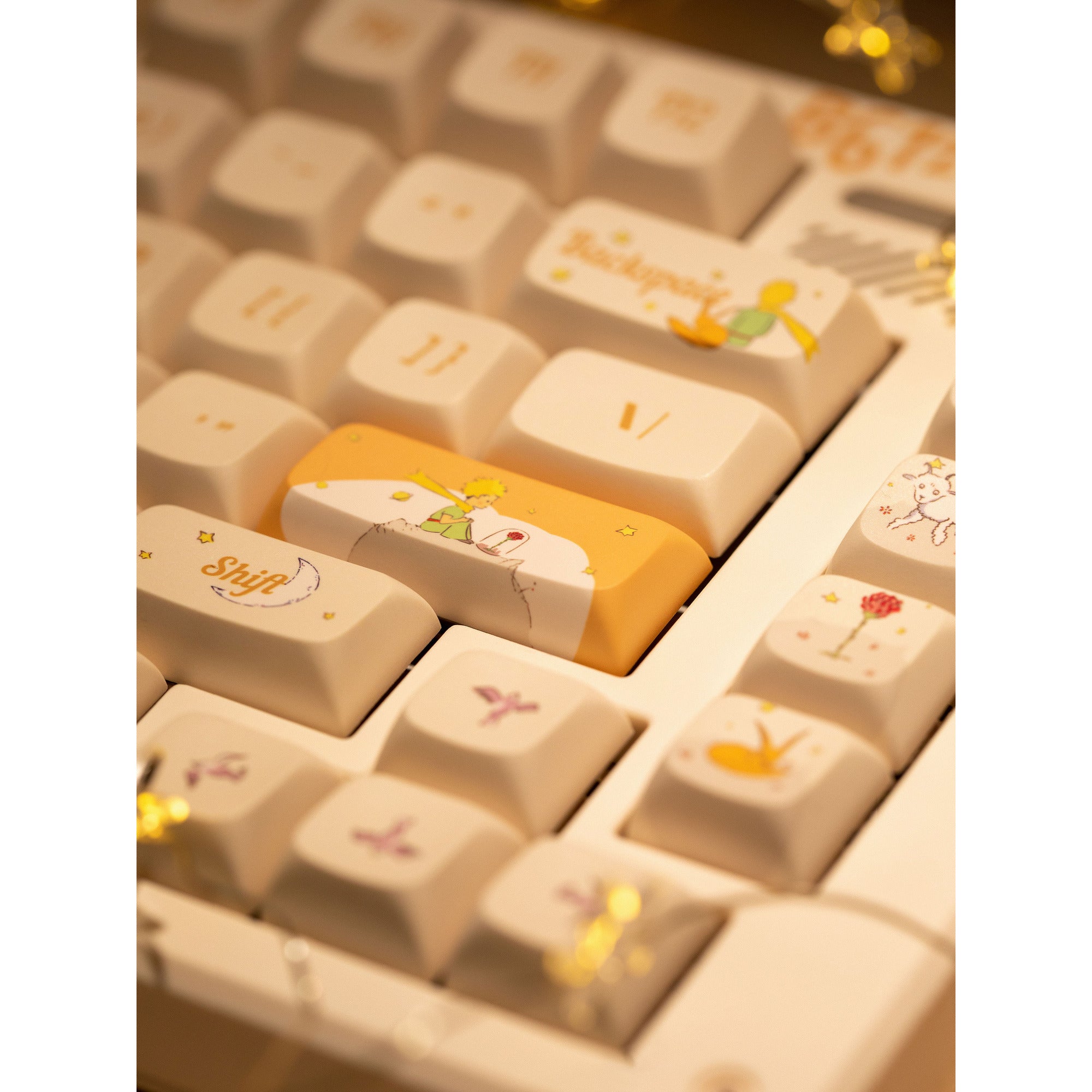Iqunix zx75 sunset ponder wireless mechanical keyboard, gaming toetsenbord (lichtgeel, us lay-out, gateron red, rgb leds, 75%, hot-swappable, double-shot pbt, 2.4ghz | bluetooth 5.1 | usb-c)