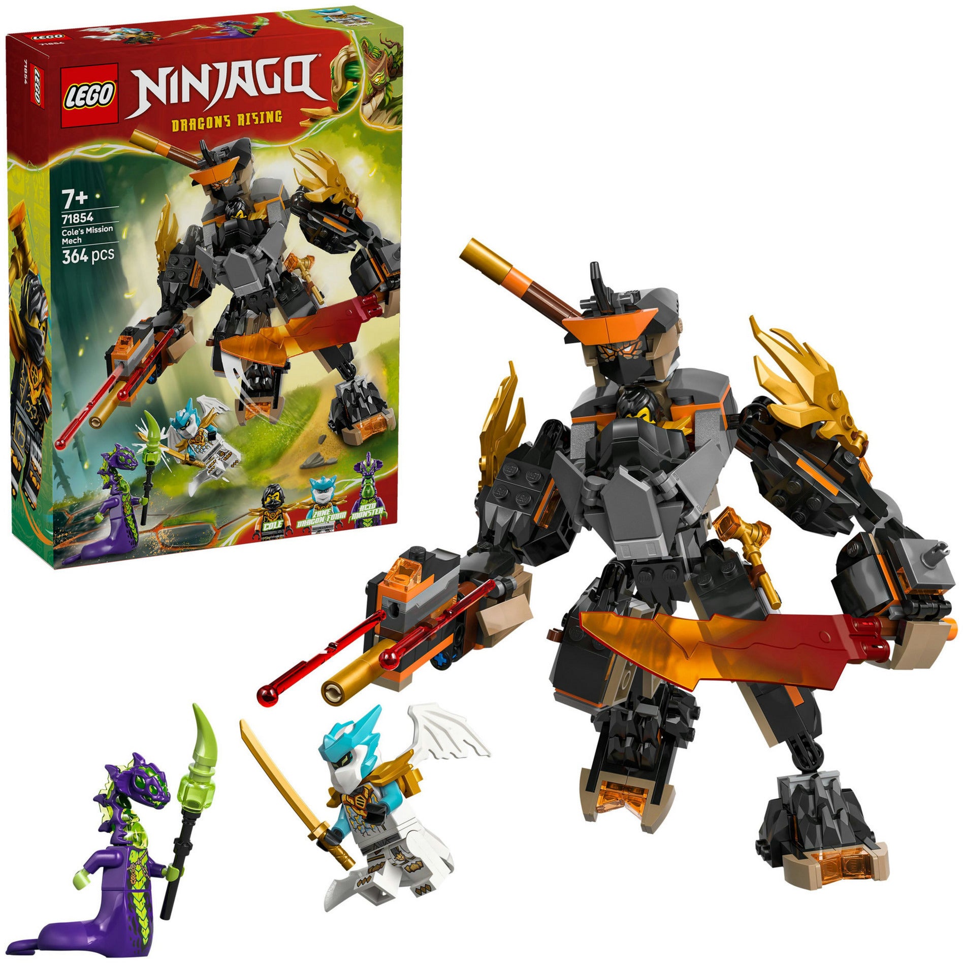 Lego ninjago - cole's missiemecha en draak zane constructiespeelgoed (71854)