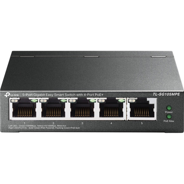 Tp-link tl-sg105mpe 5-port gigabit easy smart switch met 4-port poe+ (120w poe met 30w per poort)