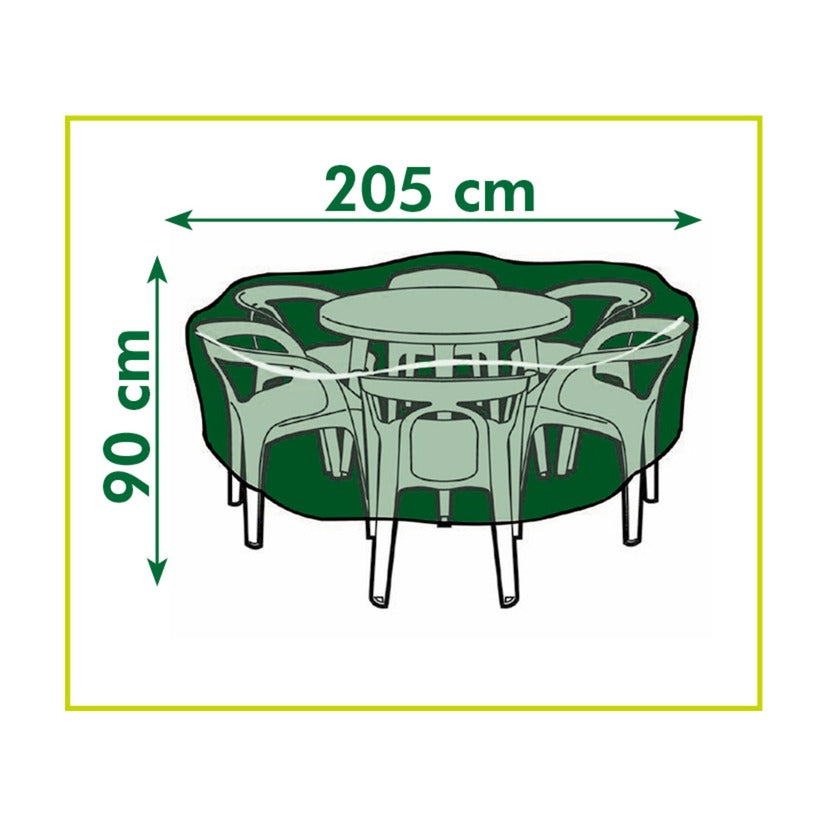 Natuur Natuur Tuinmeubelafdekhoes voor ronde tafel en stoelen