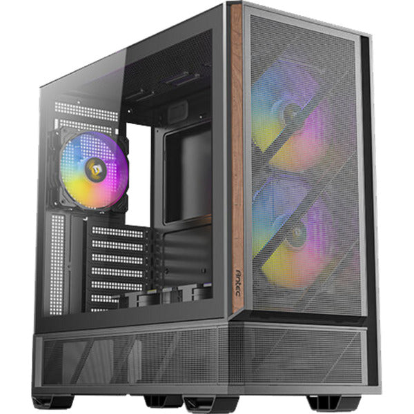 Antec p30 argb midi tower behuizing (zwart houtkleur | 2x usb-a | 1x usb-c | tempered glass)