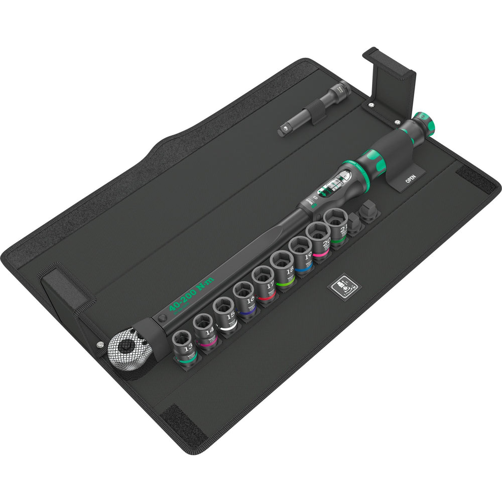 Wera click-torque c 3 set 2, 1 2 draaimomentsleutel (zwart groen, 11-delig, met omkeerbare ratel)