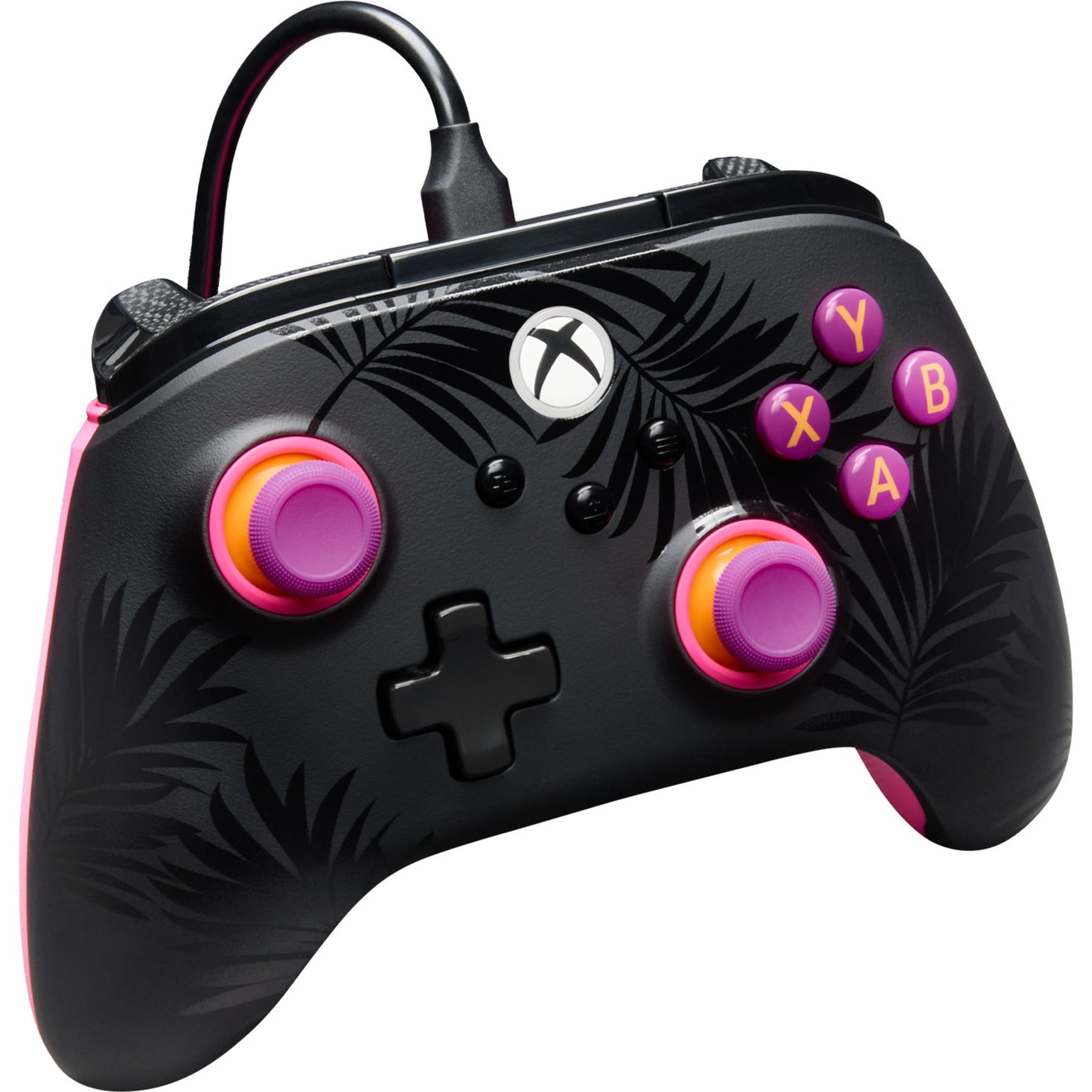 Powera advantage plus bedrade controller voor xbox series x|s - palmbomen in maanlicht (roze, xbox series x|s, xbox one, pc)