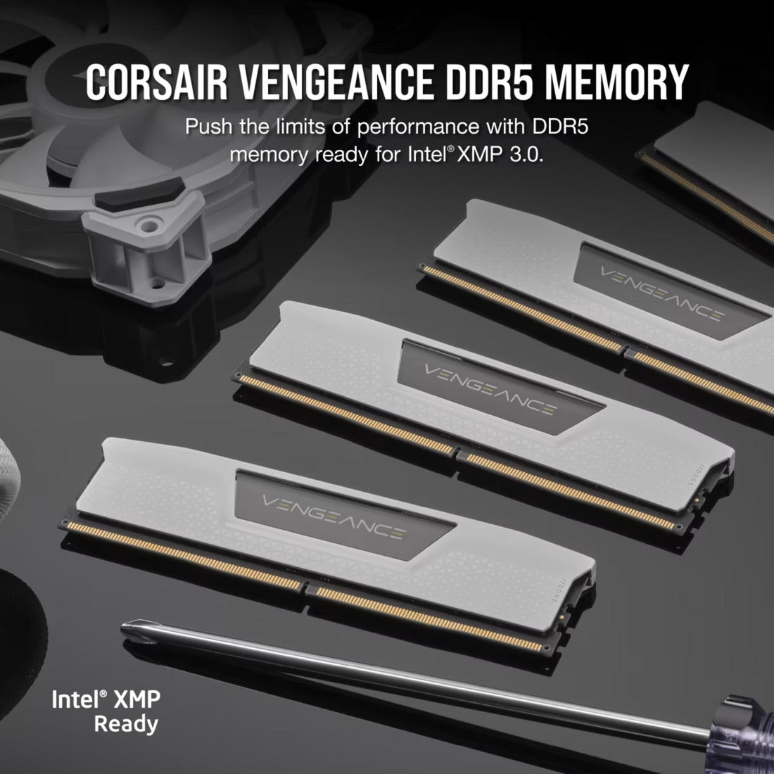 Corsair vengeance 32 gb ddr5-6000 (2x 16 gb) werkgeheugen (wit, cmk32gx5m2d6000z38w, xmp, expo)