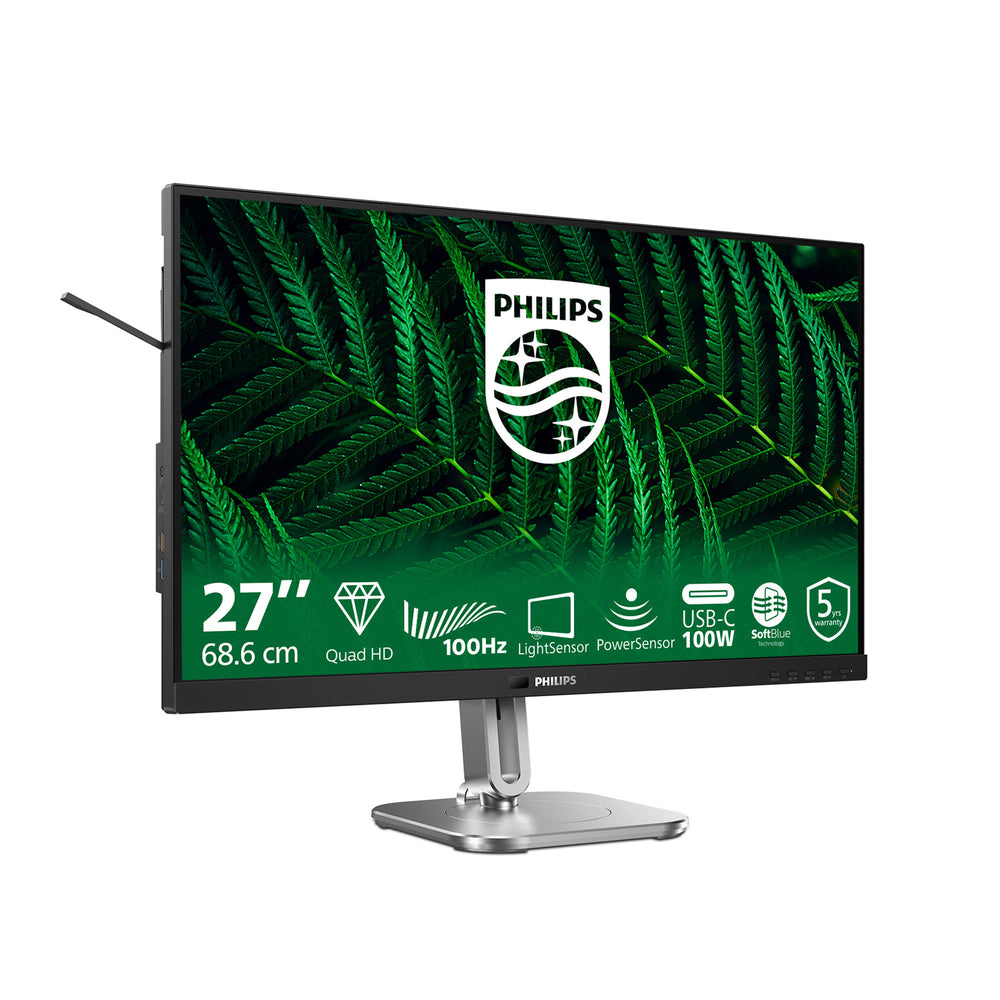 Philips 27b2g5601 27 monitor (zilver zwart, hdmi, displayport, usb, lan, audio)