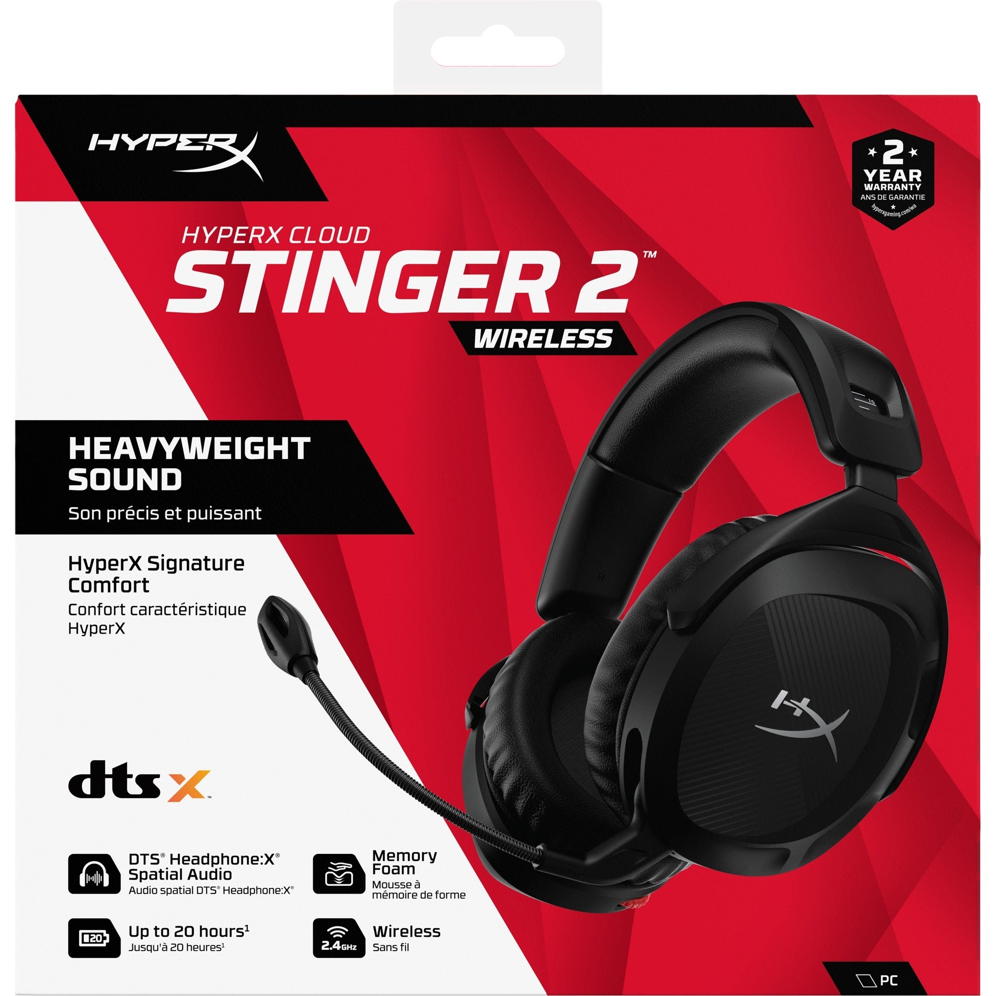 Hyperx cloud stinger 2 wireless over-ear gaming headset (zwart)