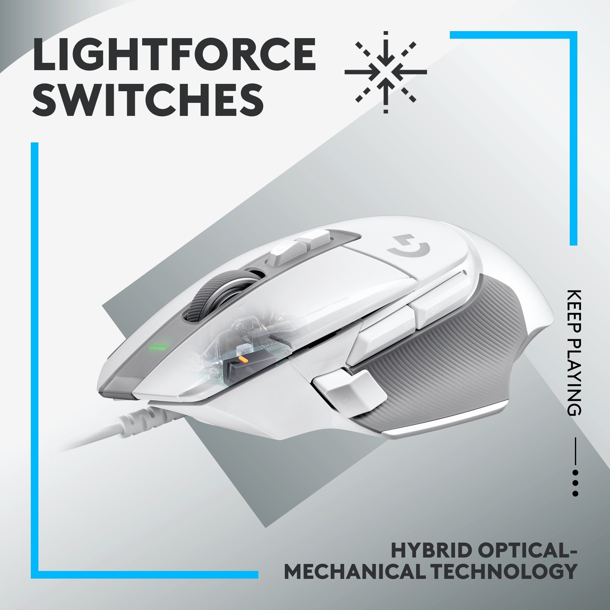 Logitech g502 x gaming mouse (wit, 100 - 25.600 dpi)