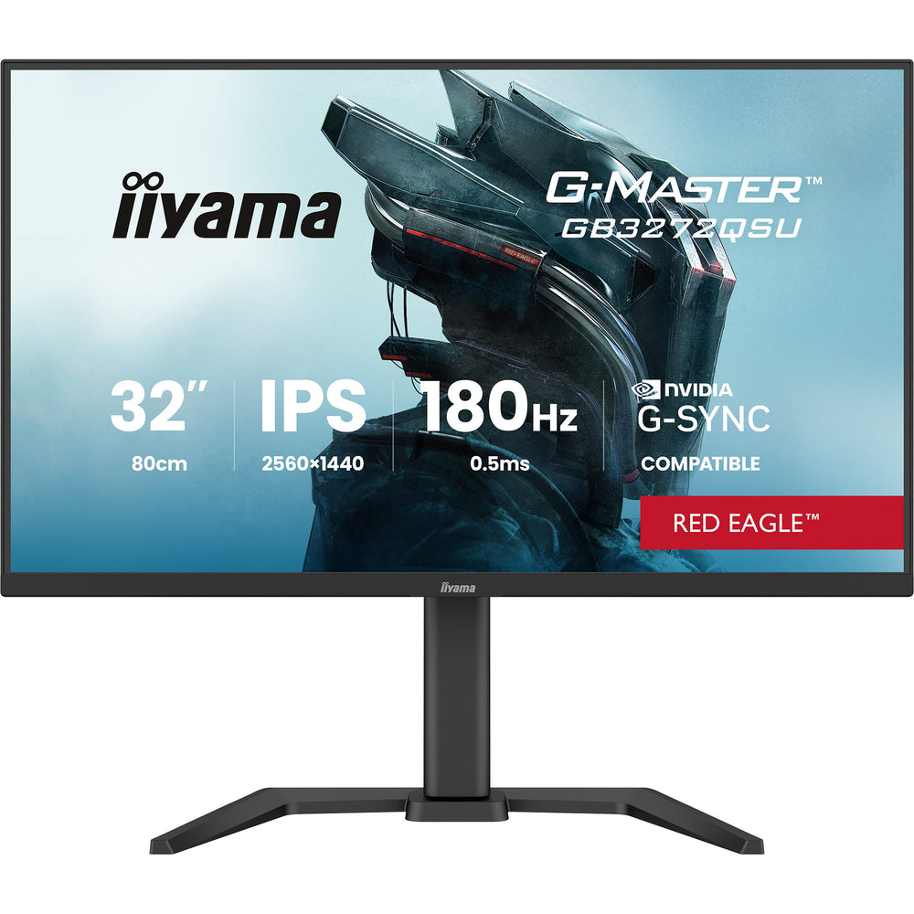 Iiyama g-master red eagle gb3272qsu-b1 31.5 gaming monitor (zwart (mat), 180 hz, hdmi, displayport, usb, audio)