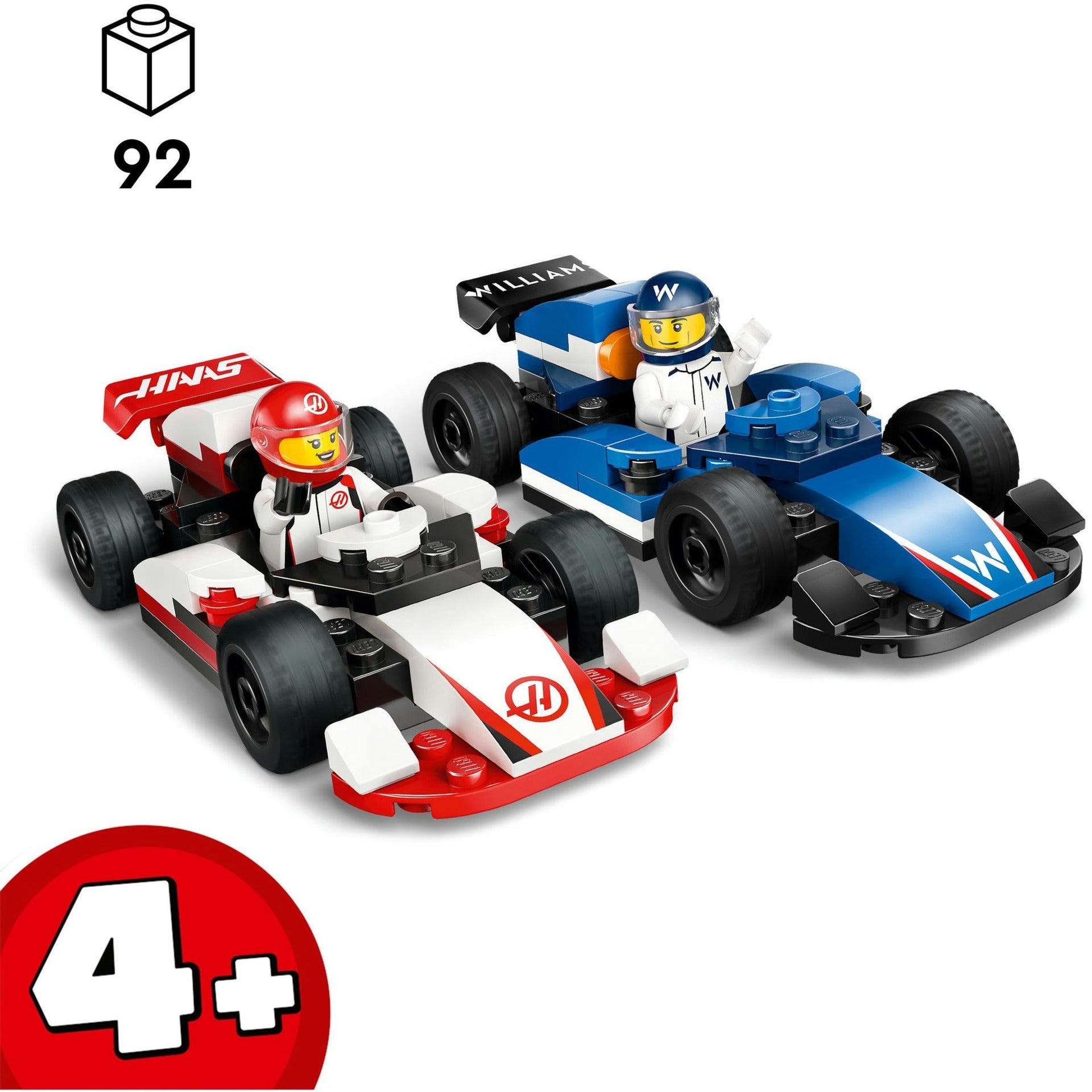 Lego city f1 williams racing en haas f1 racewagens - 60464