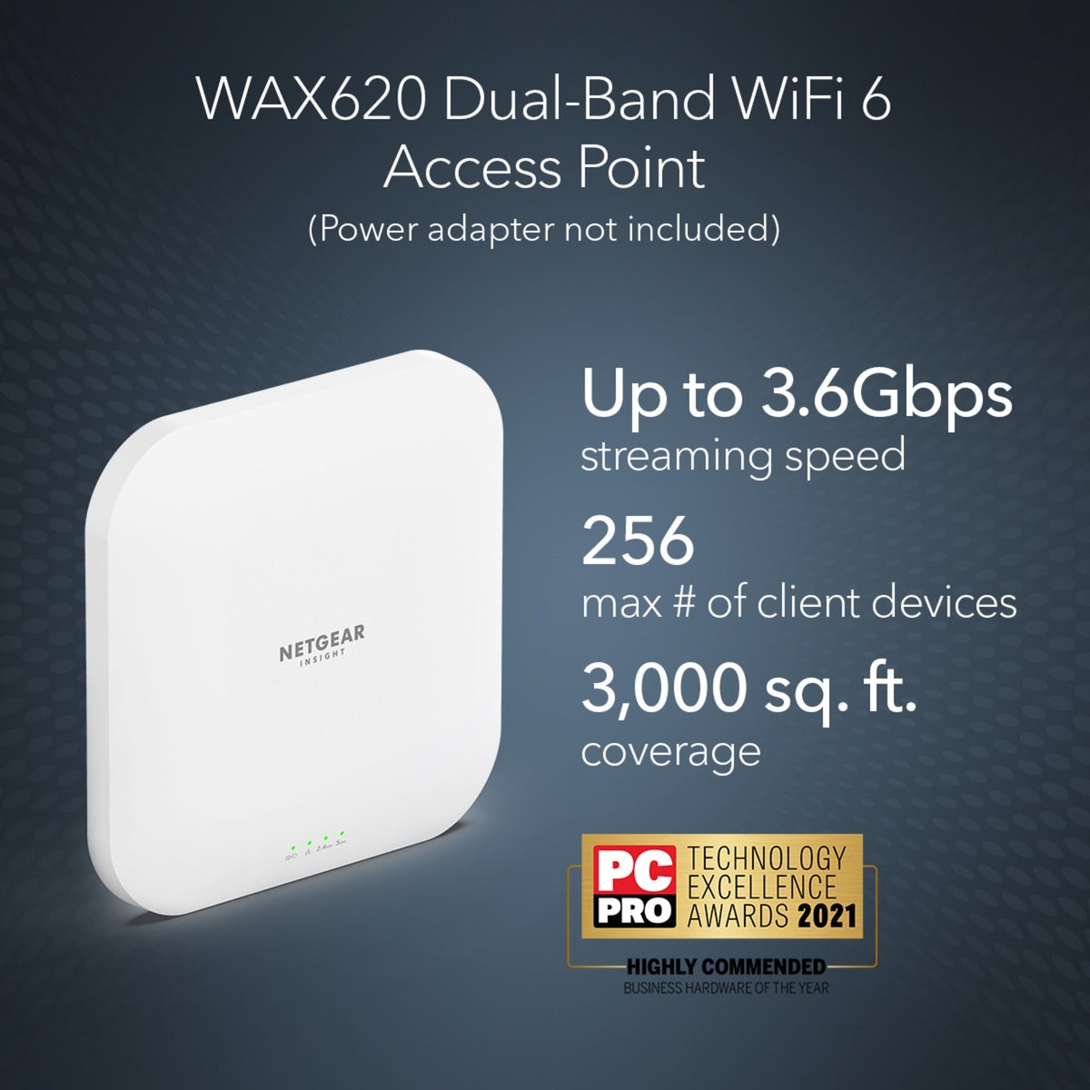 Netgear wax620 - ax3600 dual band poe + multi-gig access point (wit, wifi 6)