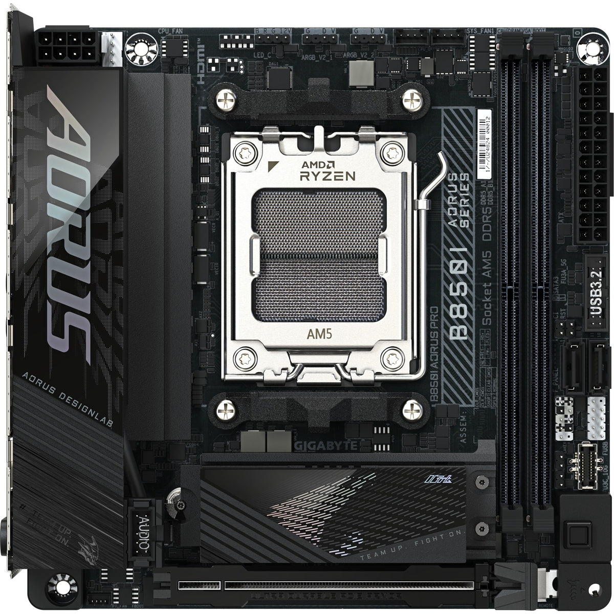 Gigabyte b850i aorus pro socket am5 moederbord (zwart, raid, 2.5gb-lan, wi-fi 7, bt, sound, mini-itx)