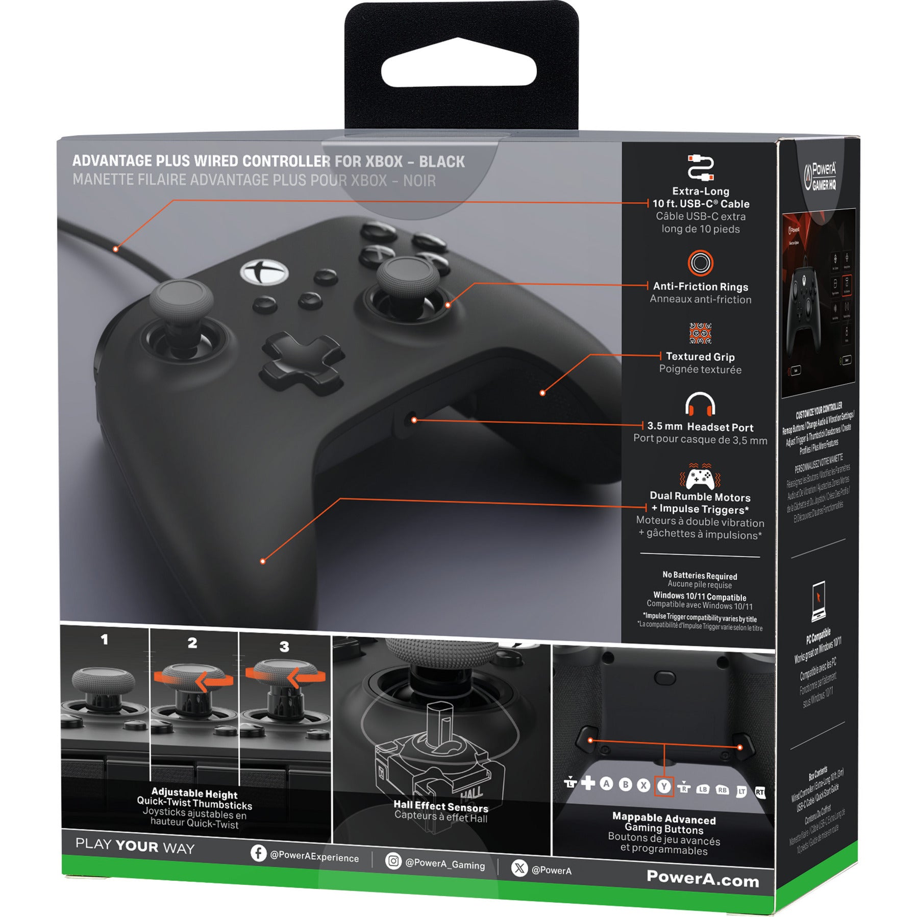 Powera advantage plus bedrade controller voor xbox series x|s (zwart, xbox series x|s, xbox one, pc)
