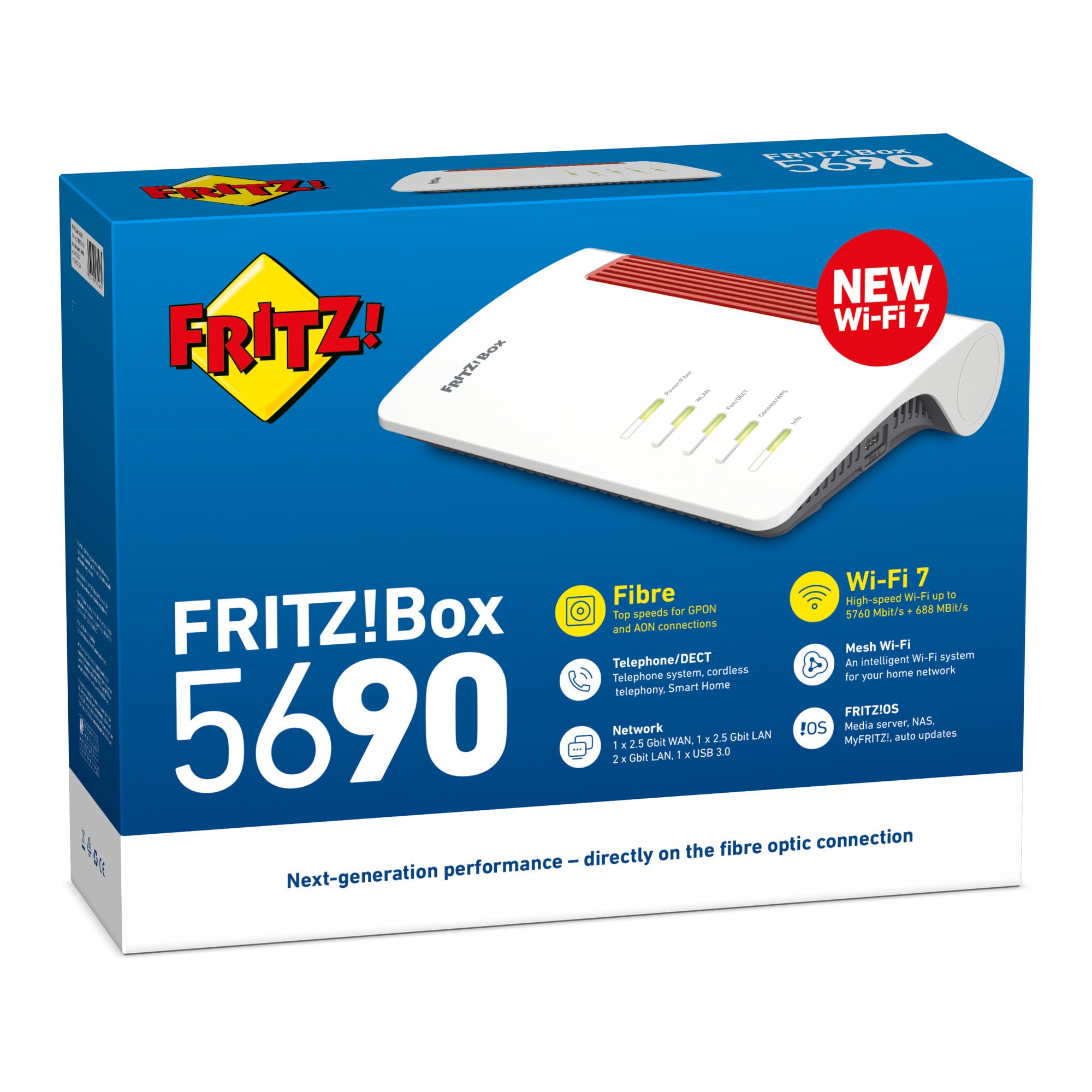 Fritz! box 5690 edition international glasvezel router (wit rood, mesh wi-fi, 2.5 gbit s)