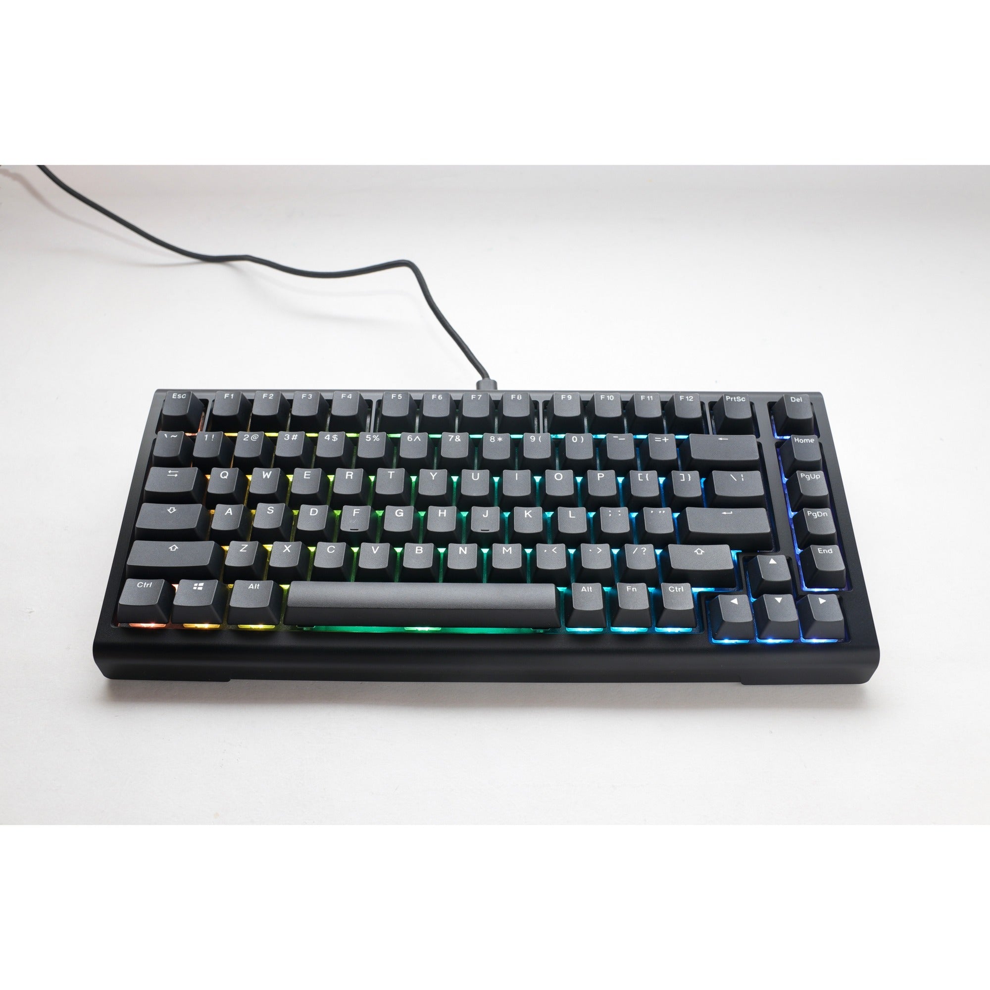 Ducky projectd tinker 75 met qmk via, toetsenbord (zwart wit, us lay-out, cherry mx blue, rgb led, double-shot pbt, hot-swappable, gasket mount, 75%)