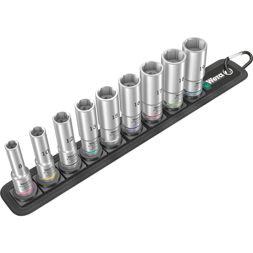 Wera belt b deep 1 socket set, with 3 8-inch drive, 9-piece socket wrench (black)