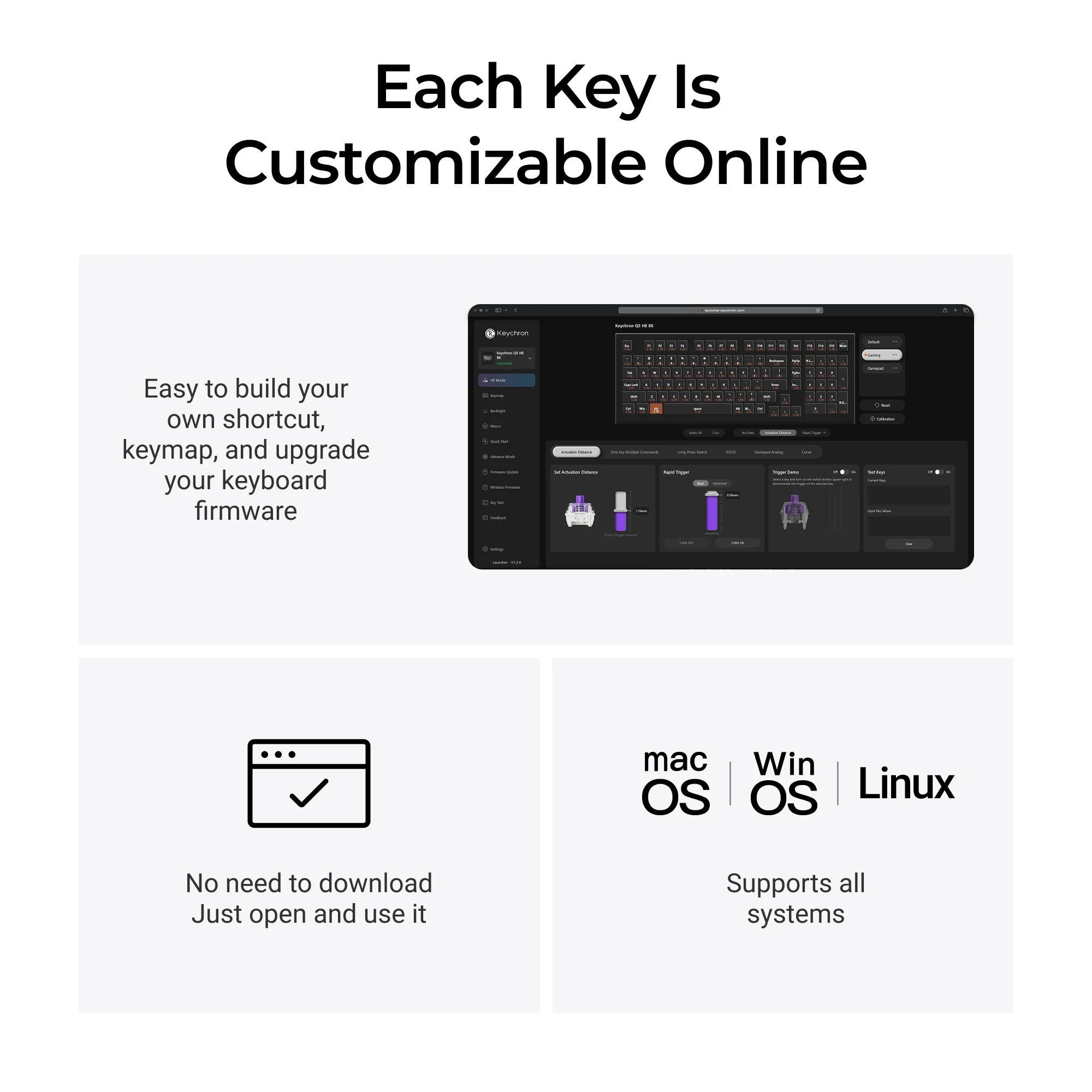 Keychron q5 he 8k magnetic switch keyboard (zwart, us lay-out (qwerty), ultra-fast lime, 96%, rgb leds, osa double-shot pbt, hot swap, knob)