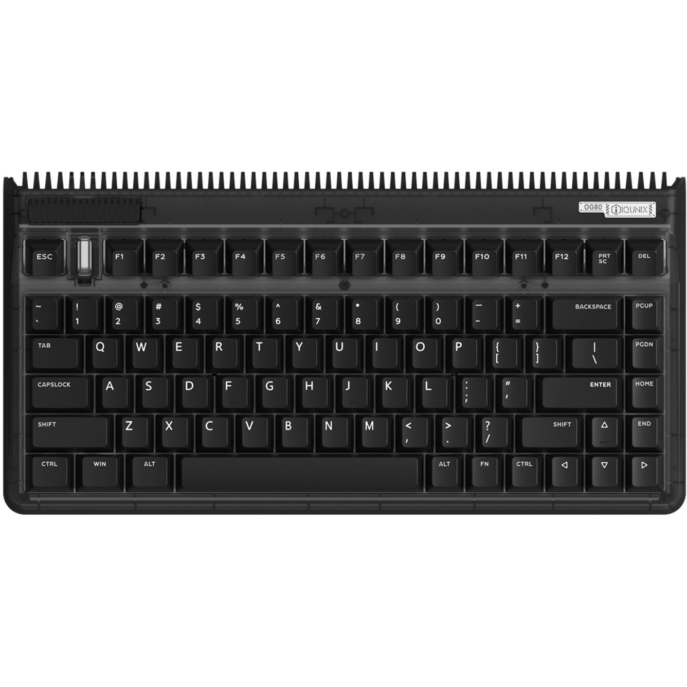 Iqunix og80 dark side wireless mechanical keyboard, gaming toetsenbord (zwart, us lay-out, gateron red, rgb leds, 80% (tkl), hot-swappable, pbt, 2.4ghz | bluetooth 5.1 | usb-c)