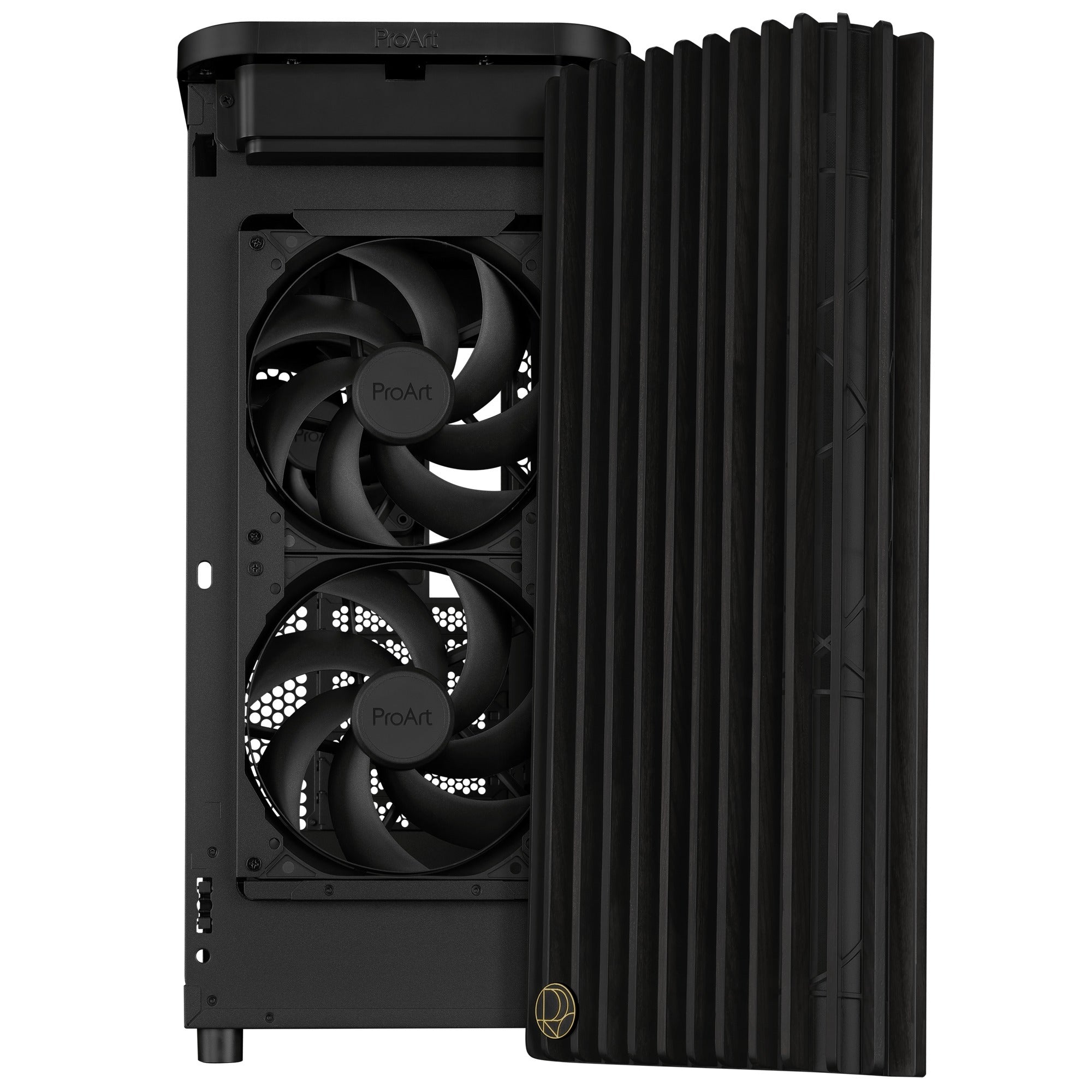 Asus proart pa401 wood edition - metal panel midi tower behuizing (zwart | 2x usb-a | 1x usb-c)