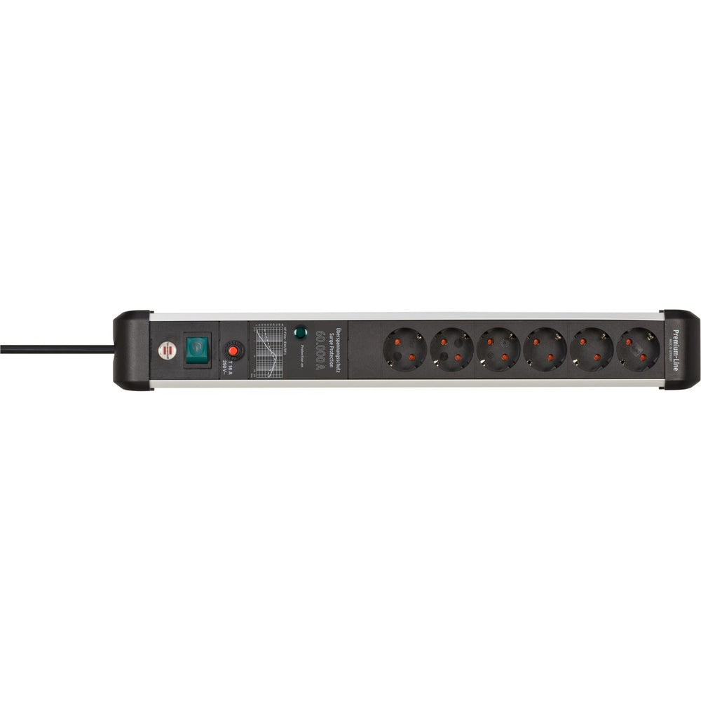 Brennenstuhl premium-protect-line, stekkerdoos 6-voudig met overspanningsbeveiliging (3m kabel, met schakelaar, made in germany)