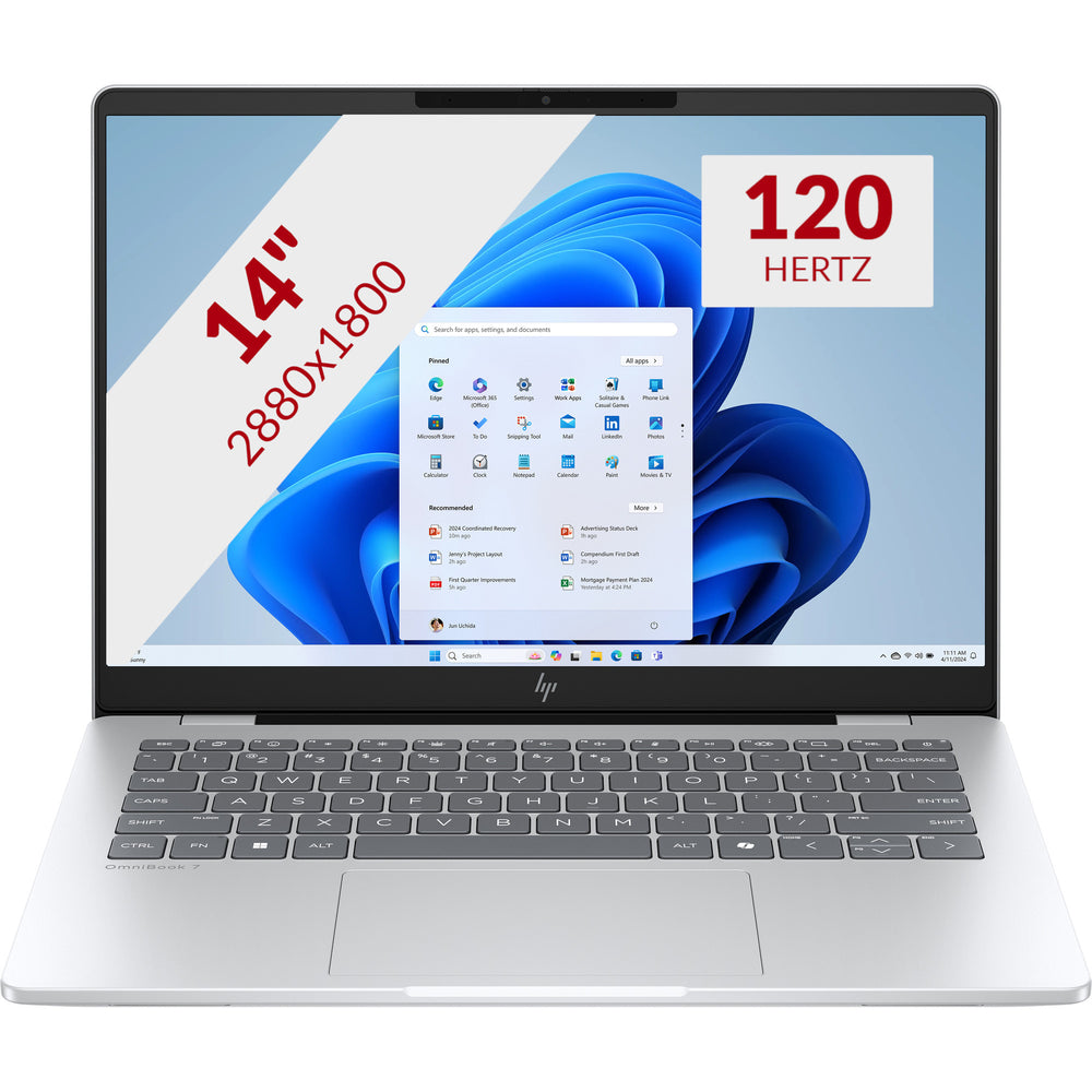 Hp omnibook 7 14-fr0020nd (cf1y7ea) 14 laptop (zilver | ultra 7 255h | arc 140t | 32 gb | 1 tb ssd)