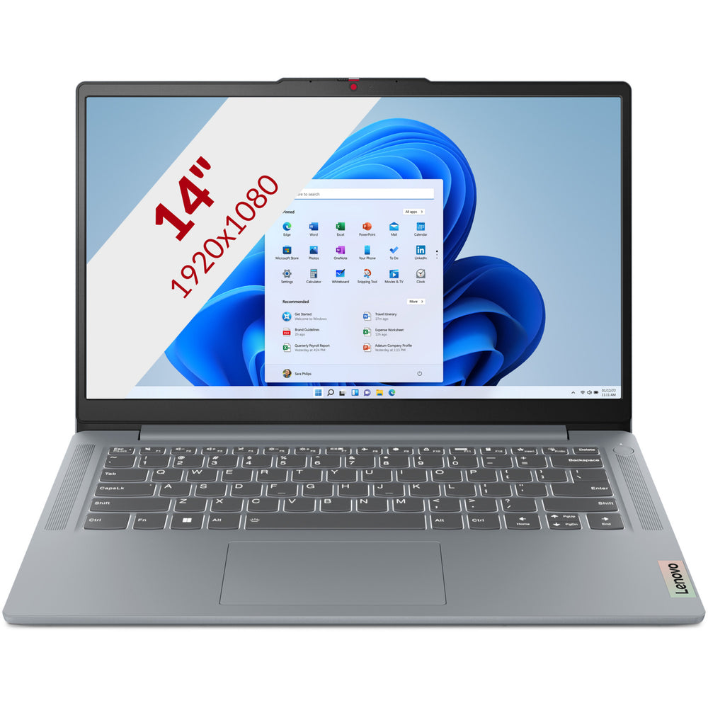 Lenovo ideapad slim 3 14amn8 (82xn00bamh) 14 laptop (grijs | r5 7520u | radeon 610m | 16 gb | 512 gb ssd)