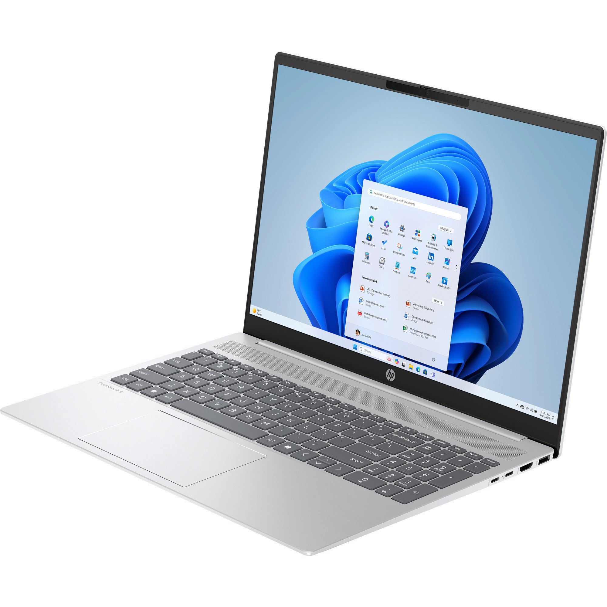 Hp omnibook 5 16-bc1005nd (c27mnea) 16 laptop (zilver | ryzen 5 8540u | radeon 740m | 16 gb | 512 gb ssd)