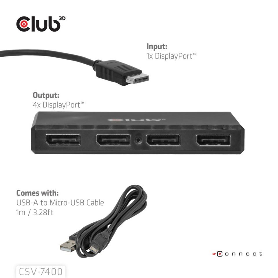 Club 3d displayport splitter (zwart)