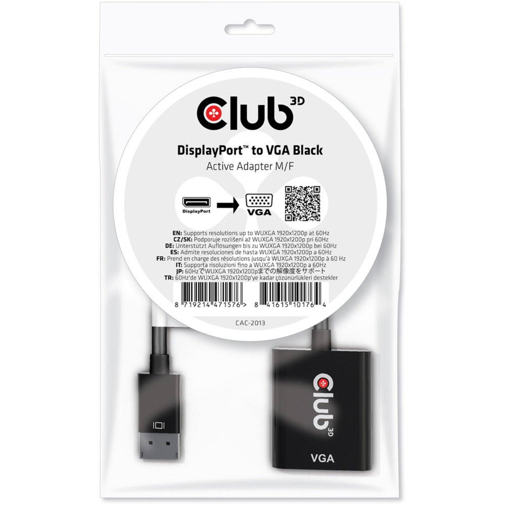Club 3D Club 3D DisplayPort 1.1 naar VGA Actieve Adapter