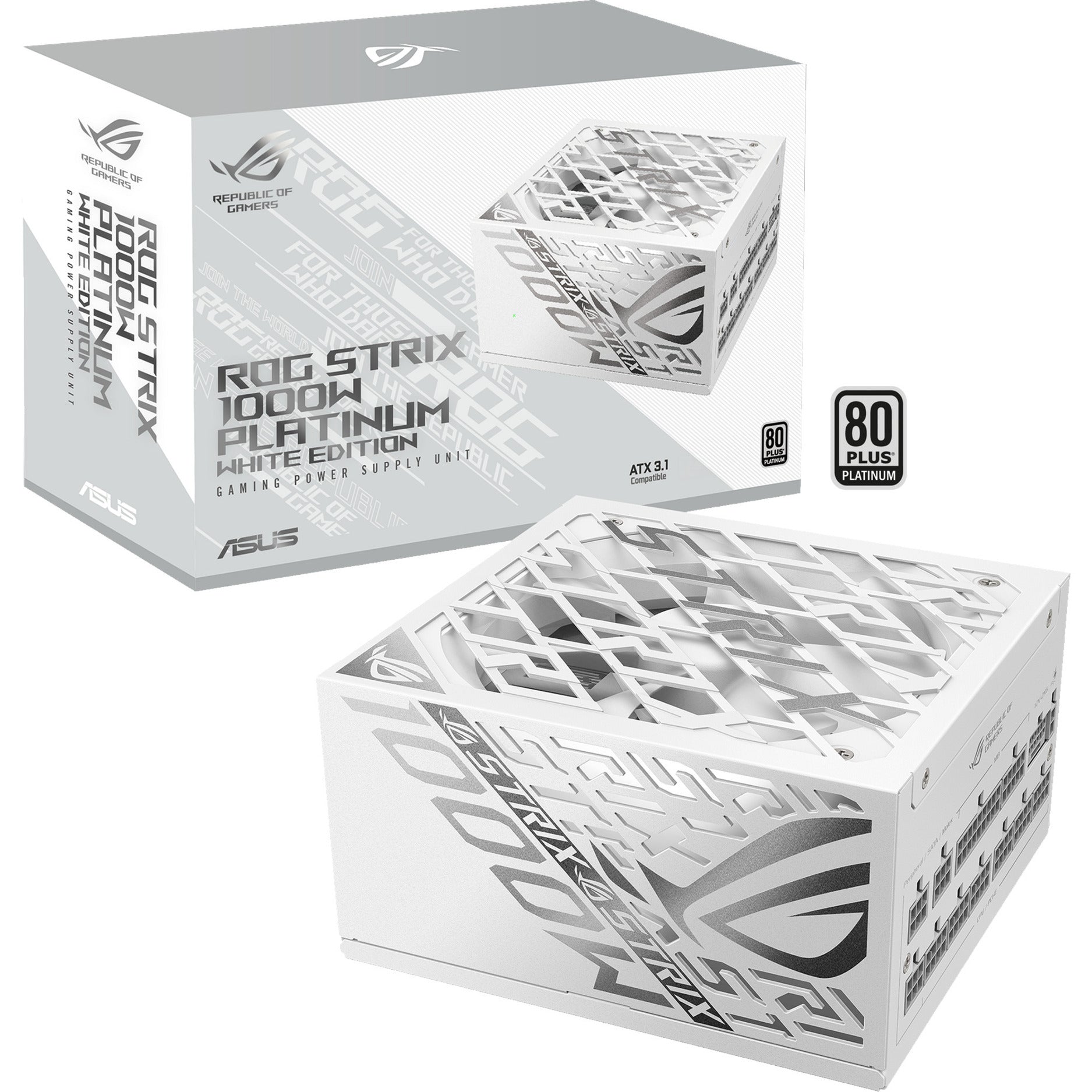 Asus rog strix platinum white edition modulaire 1000 watt voeding (wit, 1x 12v-2x6, 4x pcie)