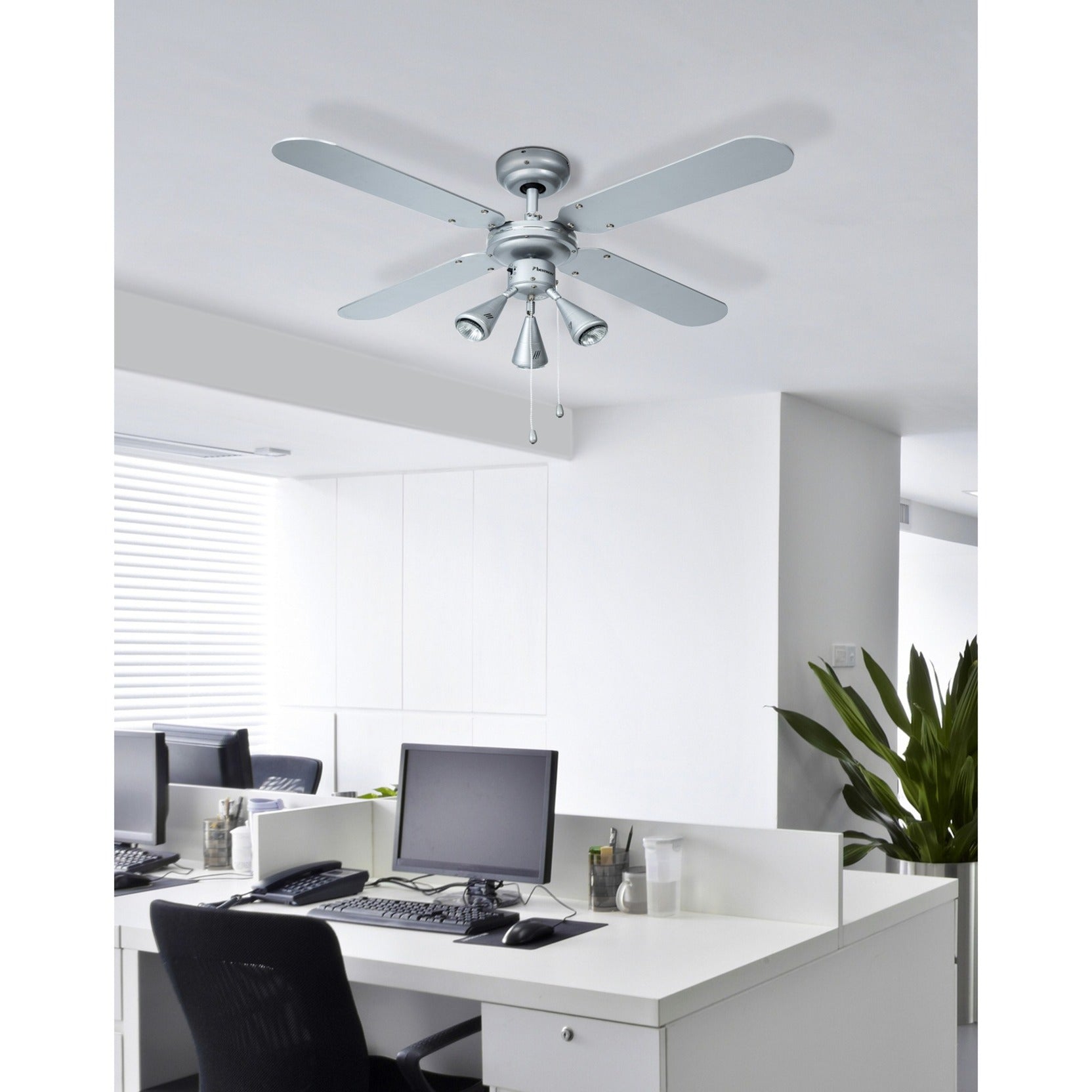 Bestron dlhb42s plafondventilator met verlichting (zilver donkerblauw, ø 102 cm | met zomer- winterfunctie | 3x gu10 ledlampjes)