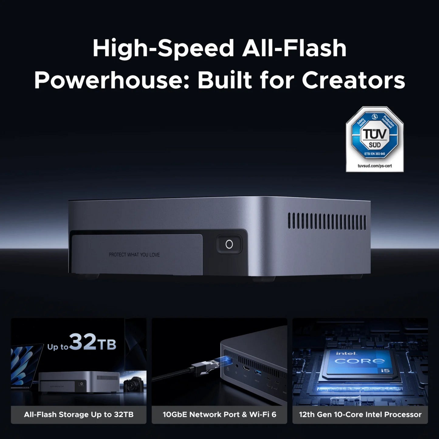 Ugreen nasync dxp480t plus (grijs, wifi, 1x 10gbe, hdmi, thunderbolt 4 (40 gb s))