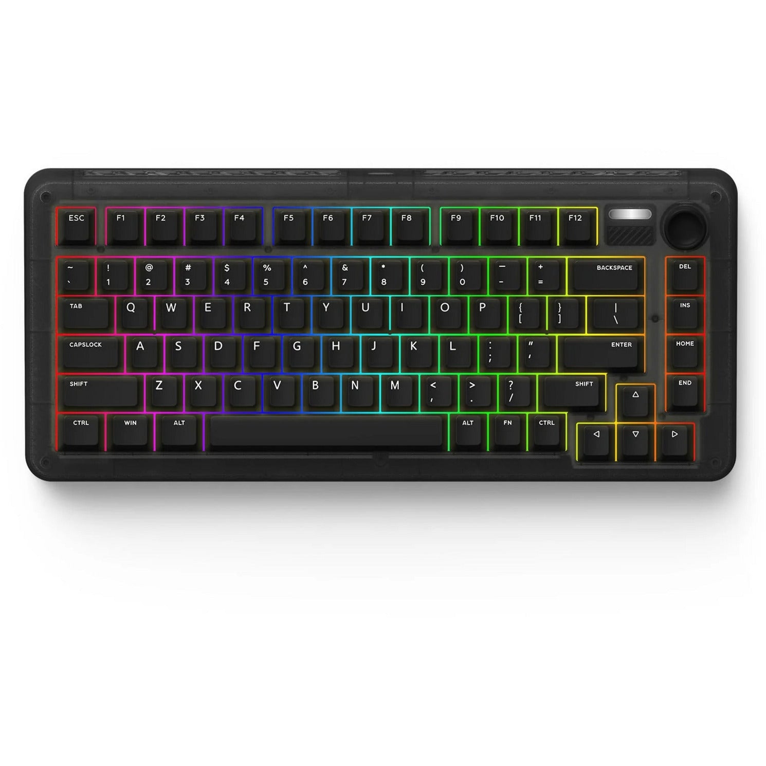 Iqunix zx75 dark side wireless mechanical keyboard, gaming toetsenbord (zwart, us lay-out, gateron red, rgb leds, 75%, hot-swappable, double-shot pbt, 2.4ghz | bluetooth 5.1 | usb-c)