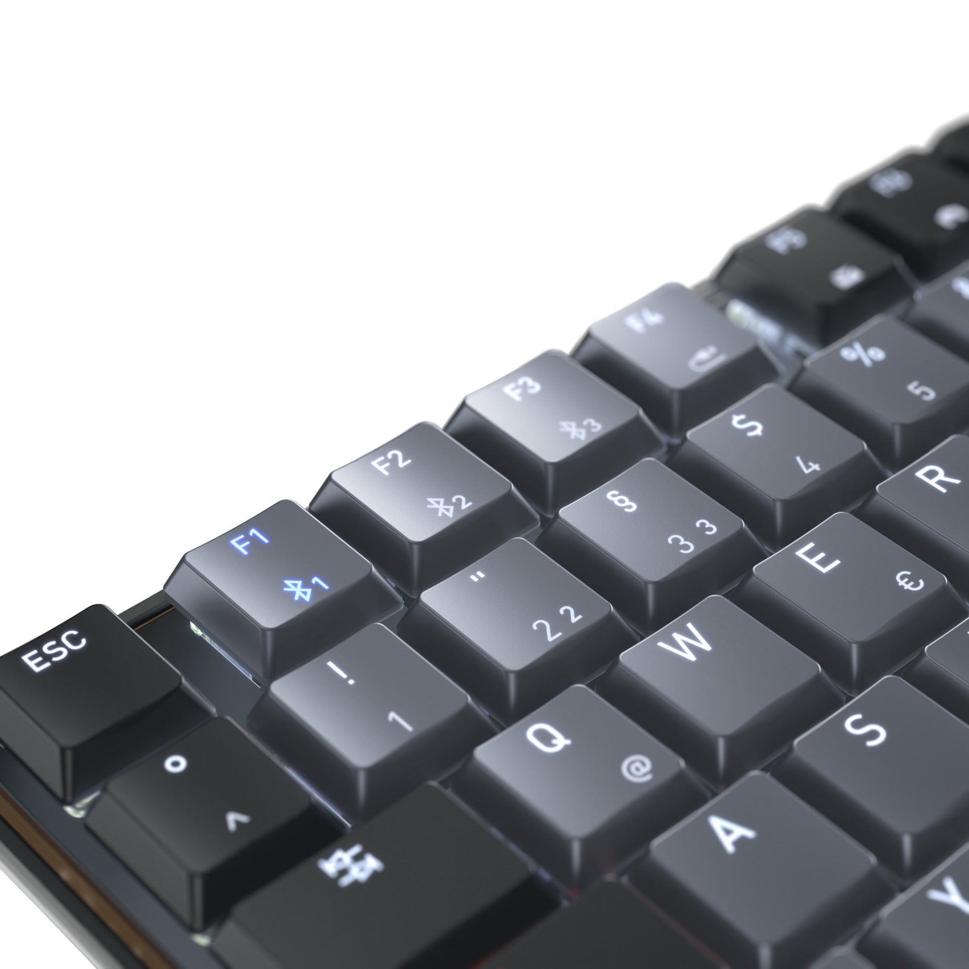 Cherry kw 550 mx lp mechanisch toetsenbord (zwart, us lay-out (qwerty), mx low profile 2.0 ivory, 96%, white leds, pbt keycaps)