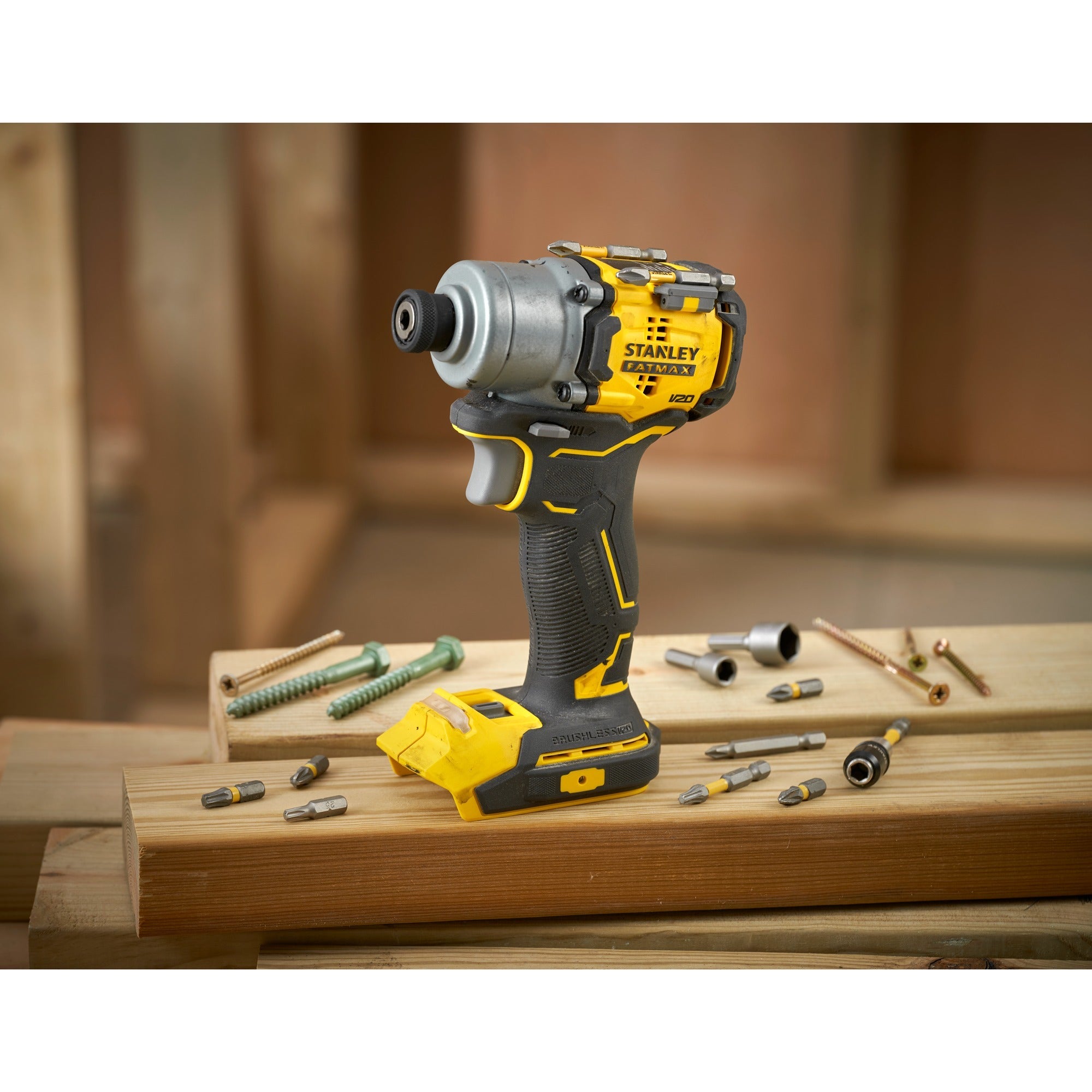Stanley fatmax v20 18v borstelloze slagschroevendraaier (geel zwart, accu en oplader niet inbegrepen)