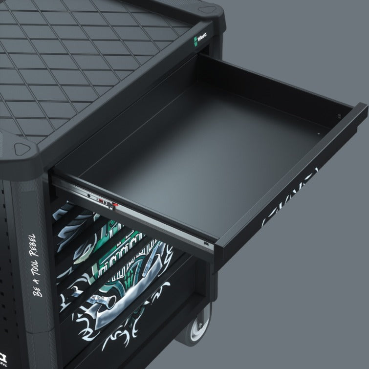 Wera 9700 tool rebel werkplaatswagen 1, 94-delig gereedschapswagen (zwart, incl. 4 schuimrubber inzetstukken met gereedschap)