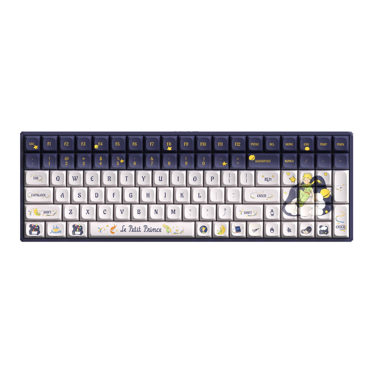 Iqunix f97 starry tryst rgb mechanisch gaming toetsenbord (donkerblauw, us lay-out (qwerty), gateron red, 96%, rgb leds, hot-swappable, pbt, 2.4ghz | bluetooth 5.1 | usb-c)