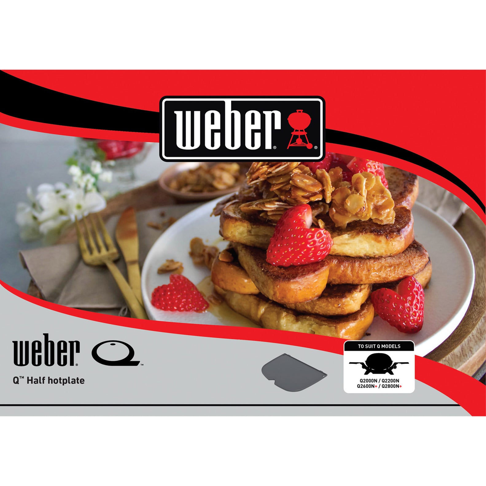 Weber halve planca voor q 2100n, q 2200n en q 2800n+ grillplaat (zwart)