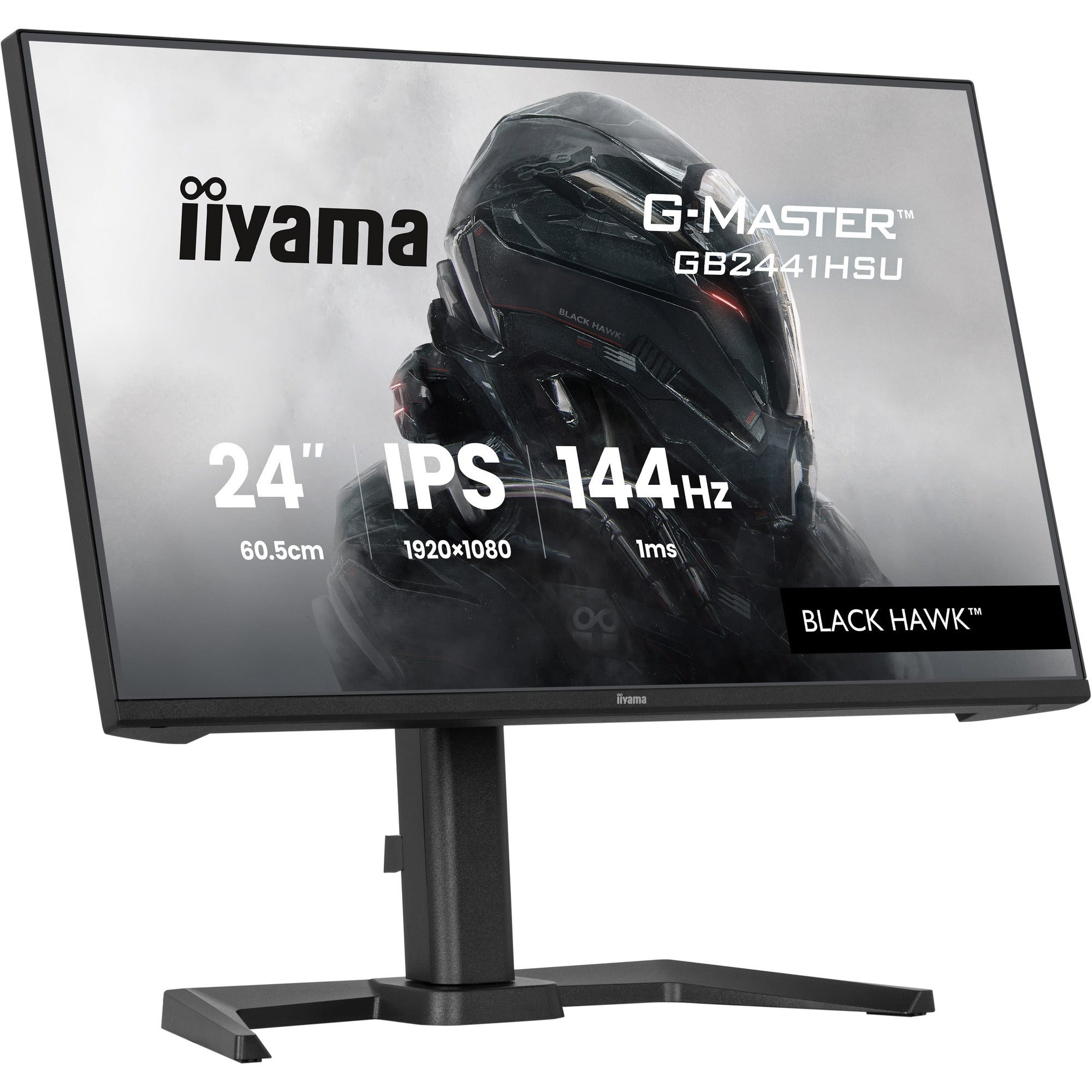 Iiyama g-master black hawk gb2441hsu-b1 23.8 gaming monitor (zwart, hdmi, displayport, 2x usb-a, usb-b, 144 hz)